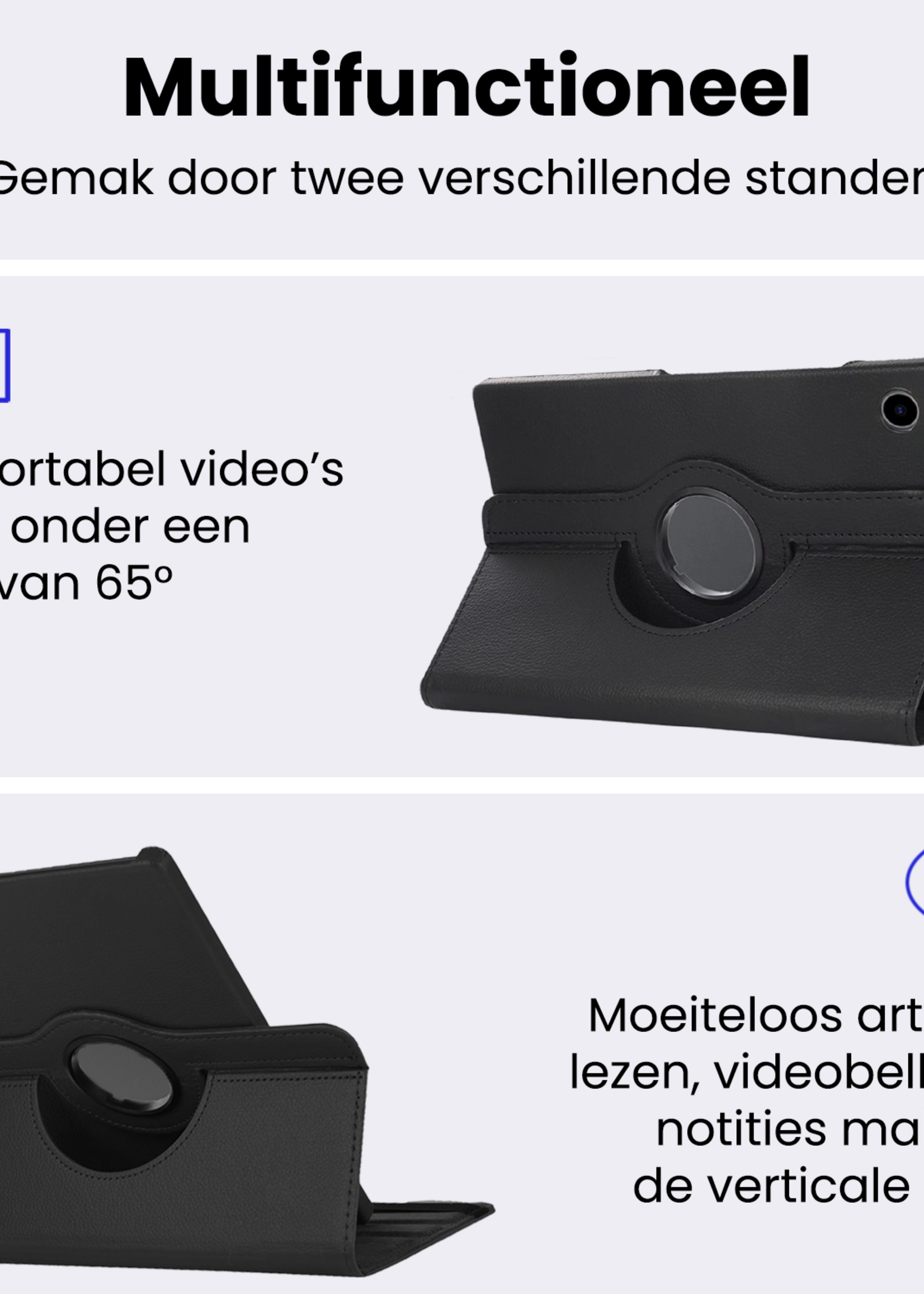 BTH BTH Samsung Galaxy Tab A9 Plus Hoes Draaibaar Met Screenprotector - Zwart