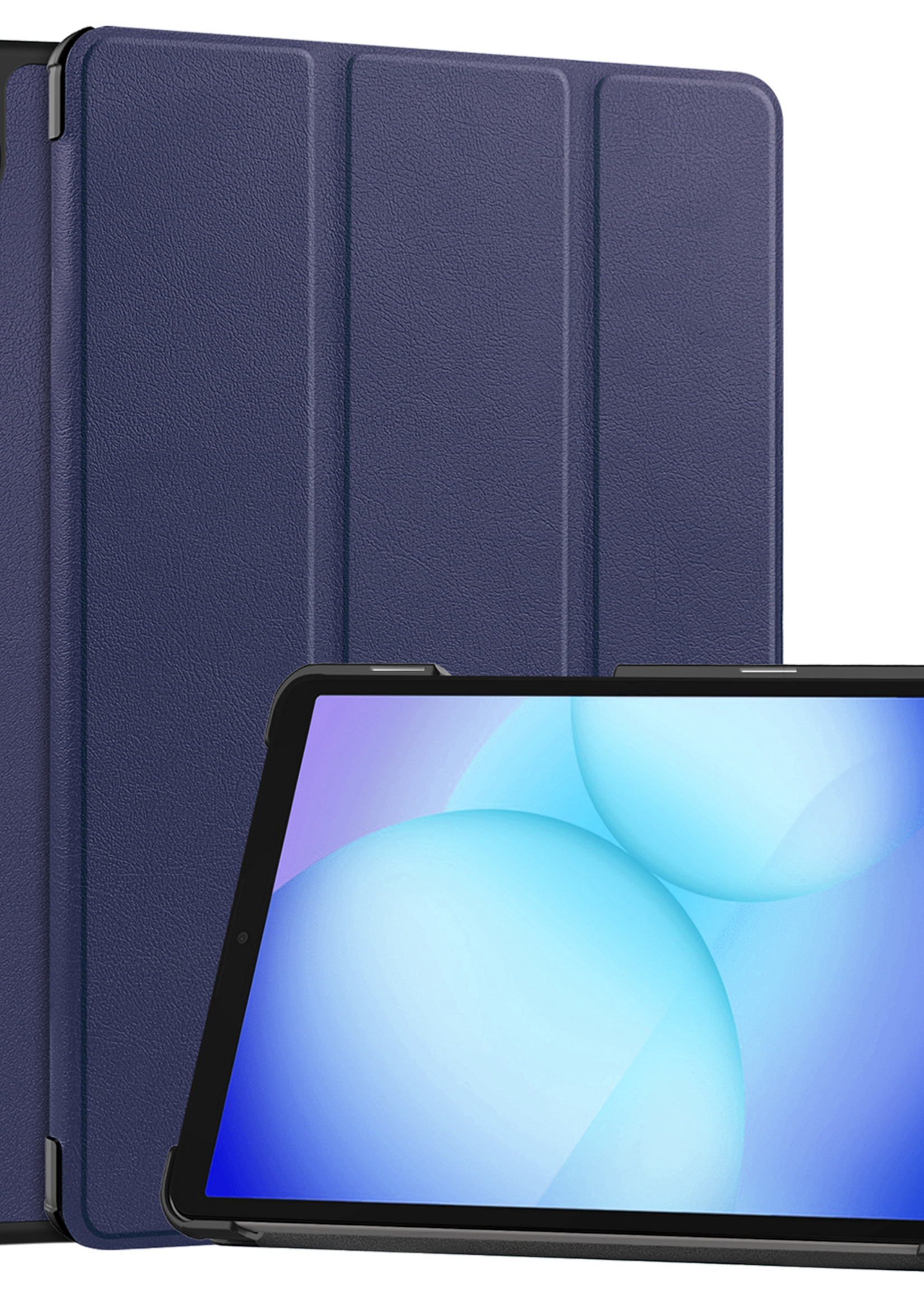 BTH Hoes Geschikt voor Samsung Galaxy Tab A9 Plus Hoes Book Case Hoesje Trifold Cover - Hoesje Geschikt voor Samsung Tab A9 Plus Hoesje Bookcase - Donkerblauw