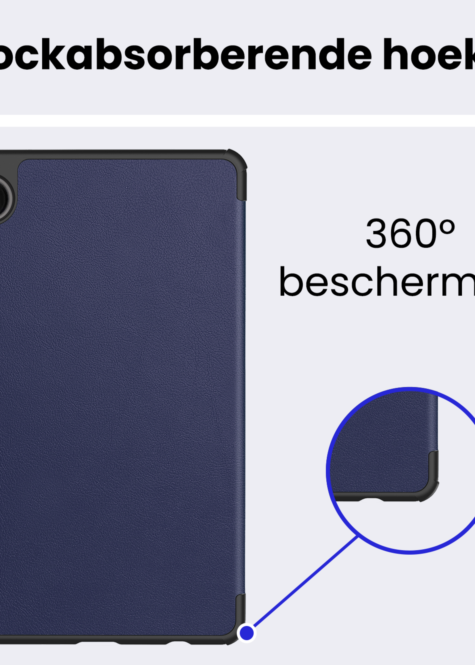 BTH Hoes Geschikt voor Samsung Galaxy Tab A9 Plus Hoes Book Case Hoesje Trifold Cover - Hoesje Geschikt voor Samsung Tab A9 Plus Hoesje Bookcase - Donkerblauw