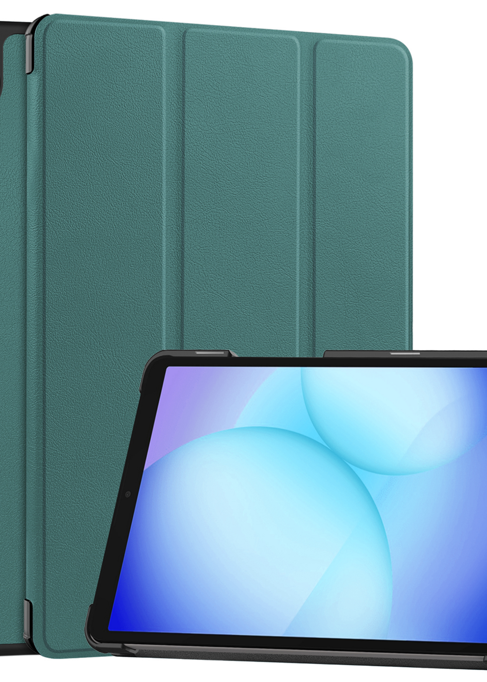 BTH Hoes Geschikt voor Samsung Galaxy Tab A9 Plus Hoes Book Case Hoesje Trifold Cover - Hoesje Geschikt voor Samsung Tab A9 Plus Hoesje Bookcase - Donkergroen