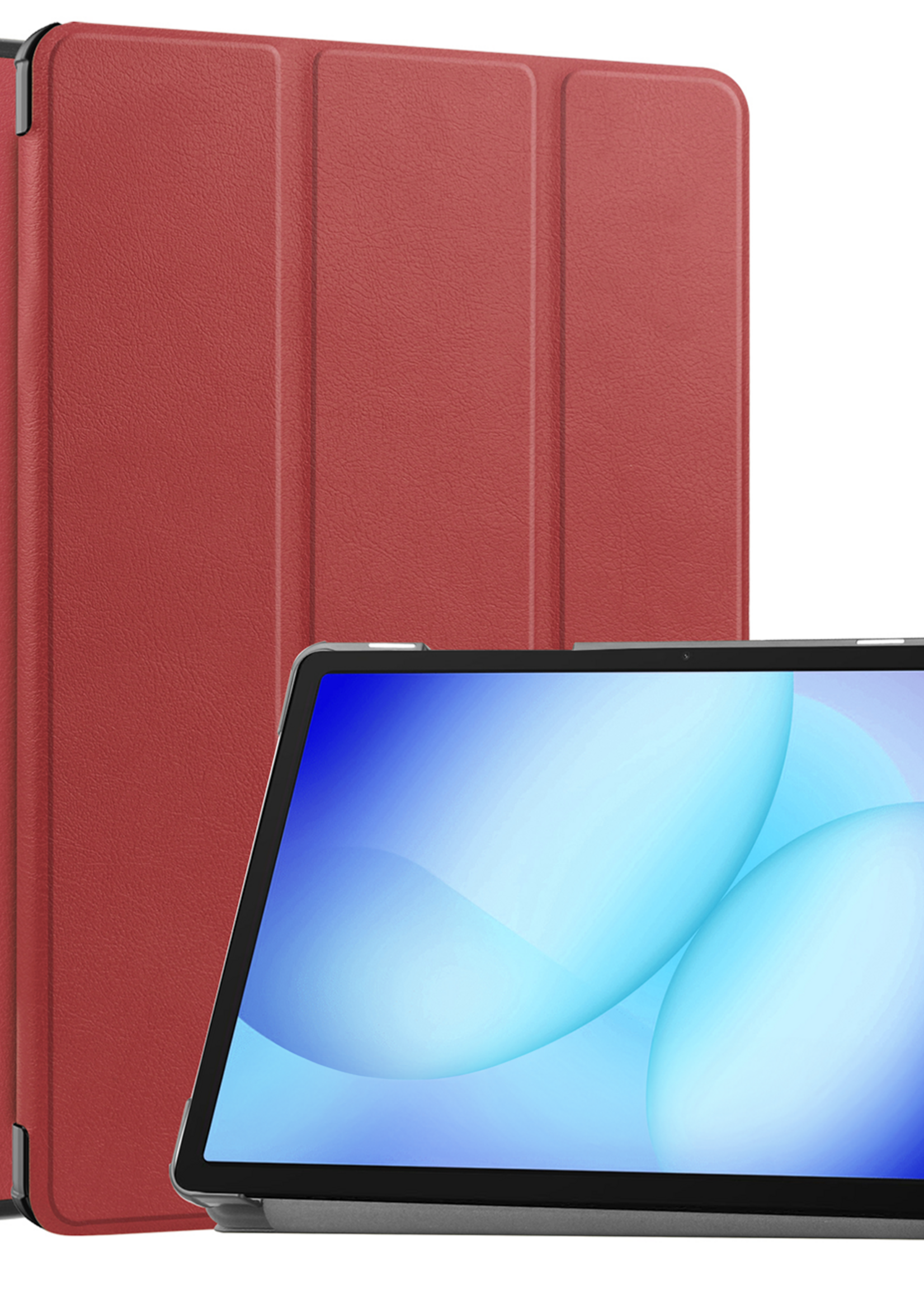 BTH Hoes Geschikt voor Samsung Galaxy Tab A9 Plus Hoes Book Case Hoesje Trifold Cover - Hoesje Geschikt voor Samsung Tab A9 Plus Hoesje Bookcase - Donkerrood