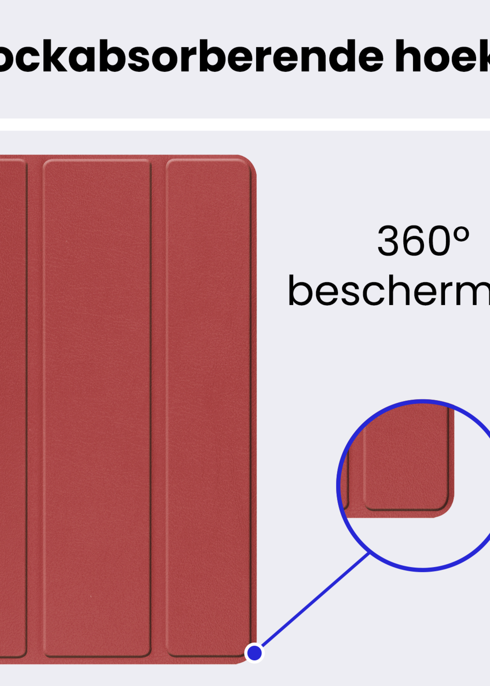 BTH Hoes Geschikt voor Samsung Galaxy Tab A9 Plus Hoes Book Case Hoesje Trifold Cover - Hoesje Geschikt voor Samsung Tab A9 Plus Hoesje Bookcase - Donkerrood