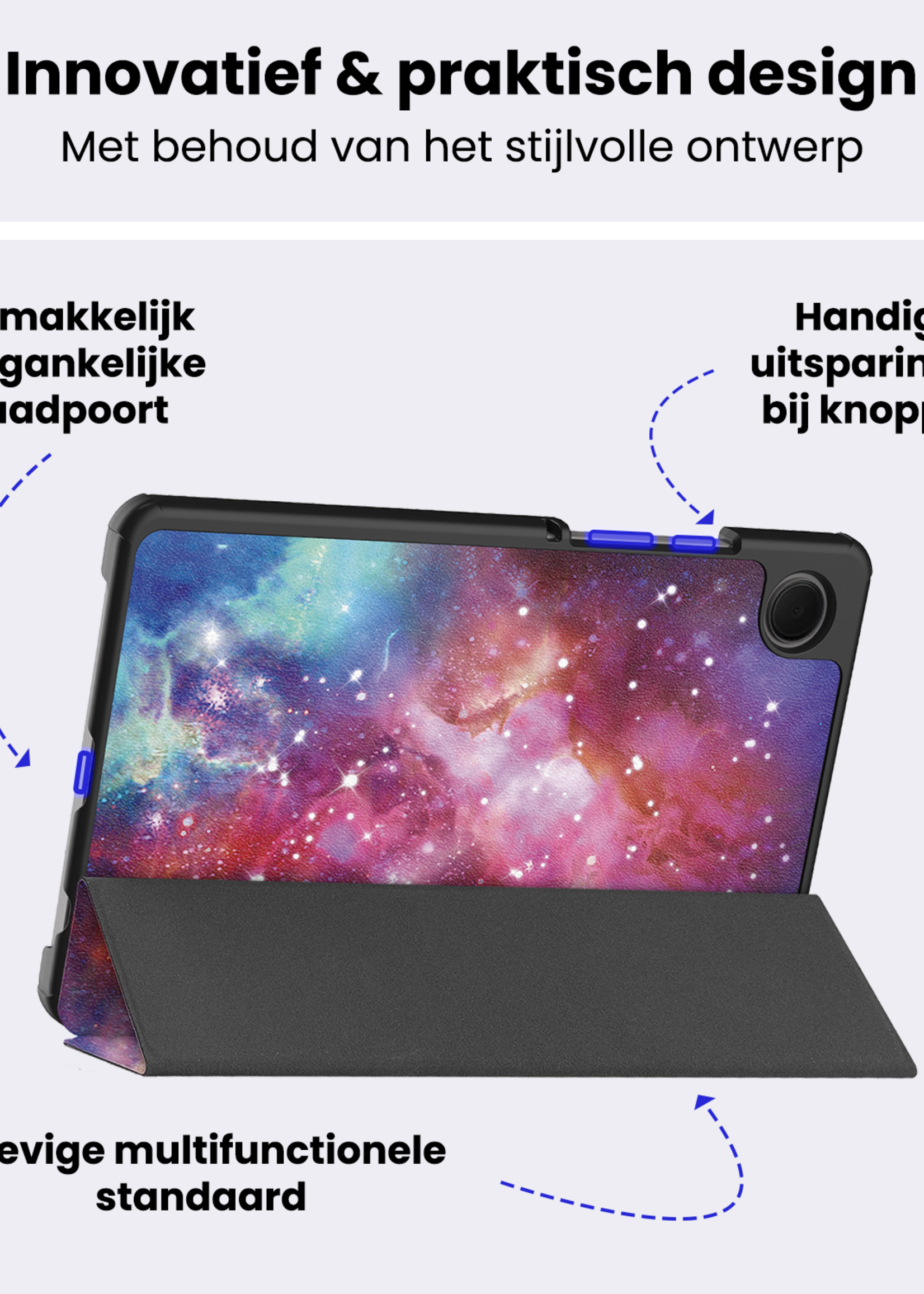 BTH Hoes Geschikt voor Samsung Galaxy Tab A9 Plus Hoes Book Case Hoesje Trifold Cover - Hoesje Geschikt voor Samsung Tab A9 Plus Hoesje Bookcase - Galaxy