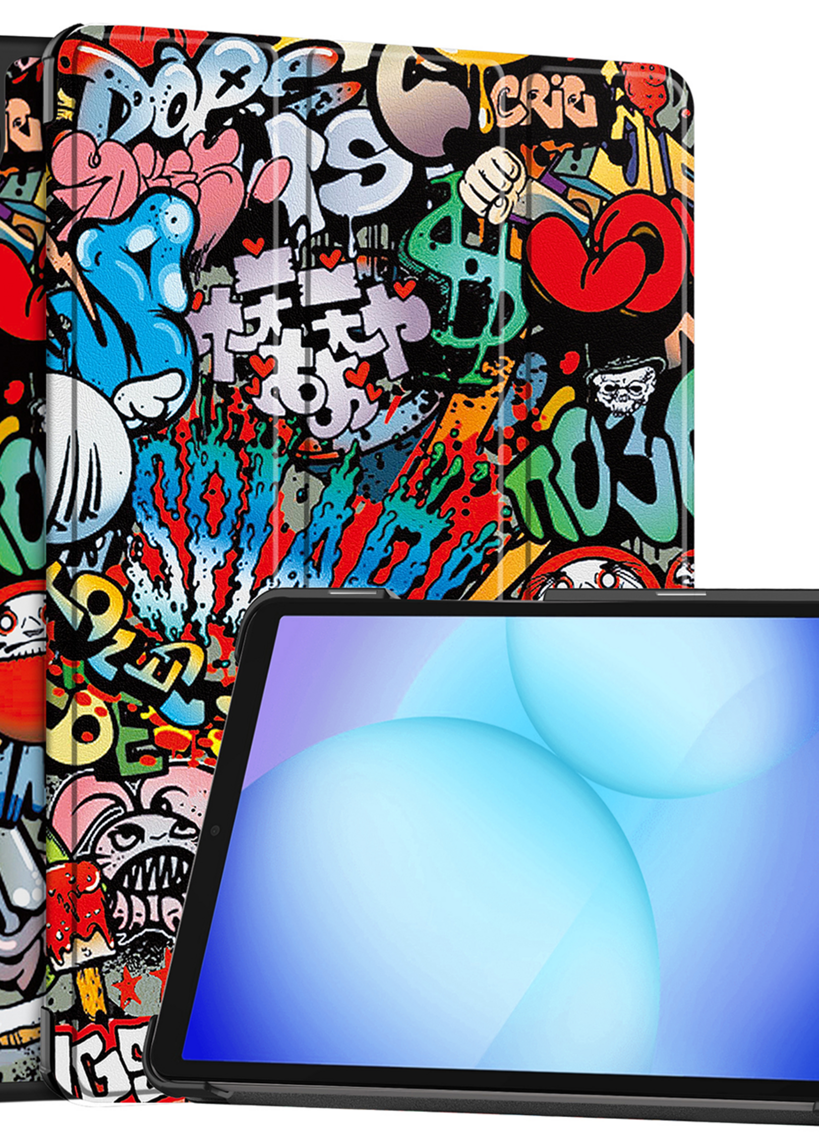 BTH Hoes Geschikt voor Samsung Galaxy Tab A9 Plus Hoes Book Case Hoesje Trifold Cover - Hoesje Geschikt voor Samsung Tab A9 Plus Hoesje Bookcase - Graffity