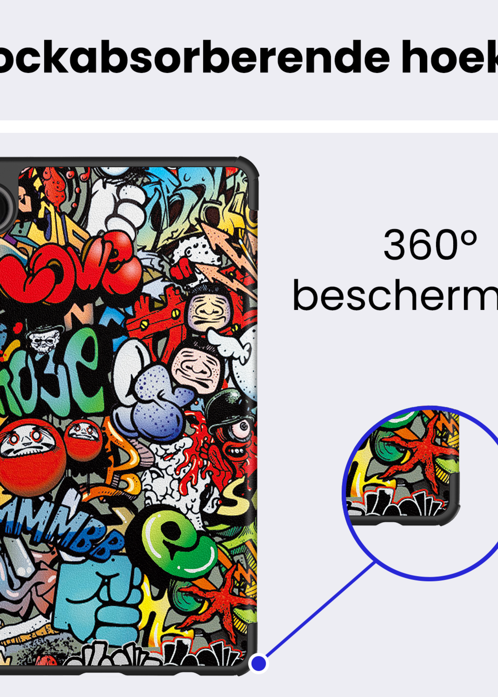 BTH Hoes Geschikt voor Samsung Galaxy Tab A9 Plus Hoes Book Case Hoesje Trifold Cover - Hoesje Geschikt voor Samsung Tab A9 Plus Hoesje Bookcase - Graffity