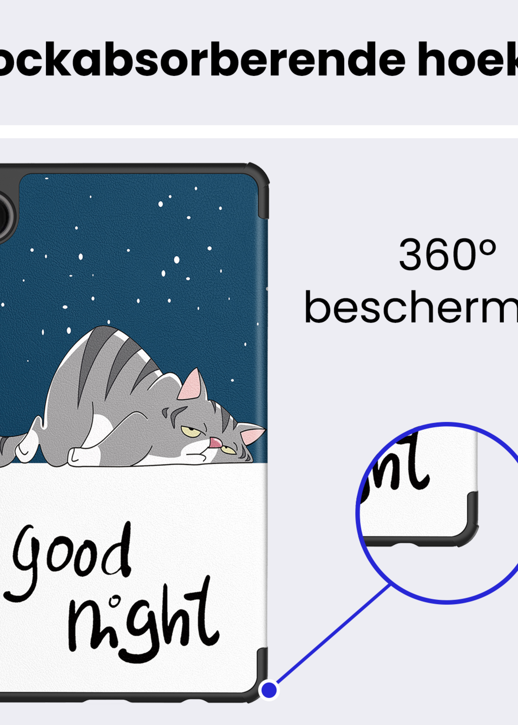 BTH Hoes Geschikt voor Samsung Galaxy Tab A9 Plus Hoes Book Case Hoesje Trifold Cover - Hoesje Geschikt voor Samsung Tab A9 Plus Hoesje Bookcase - Kat