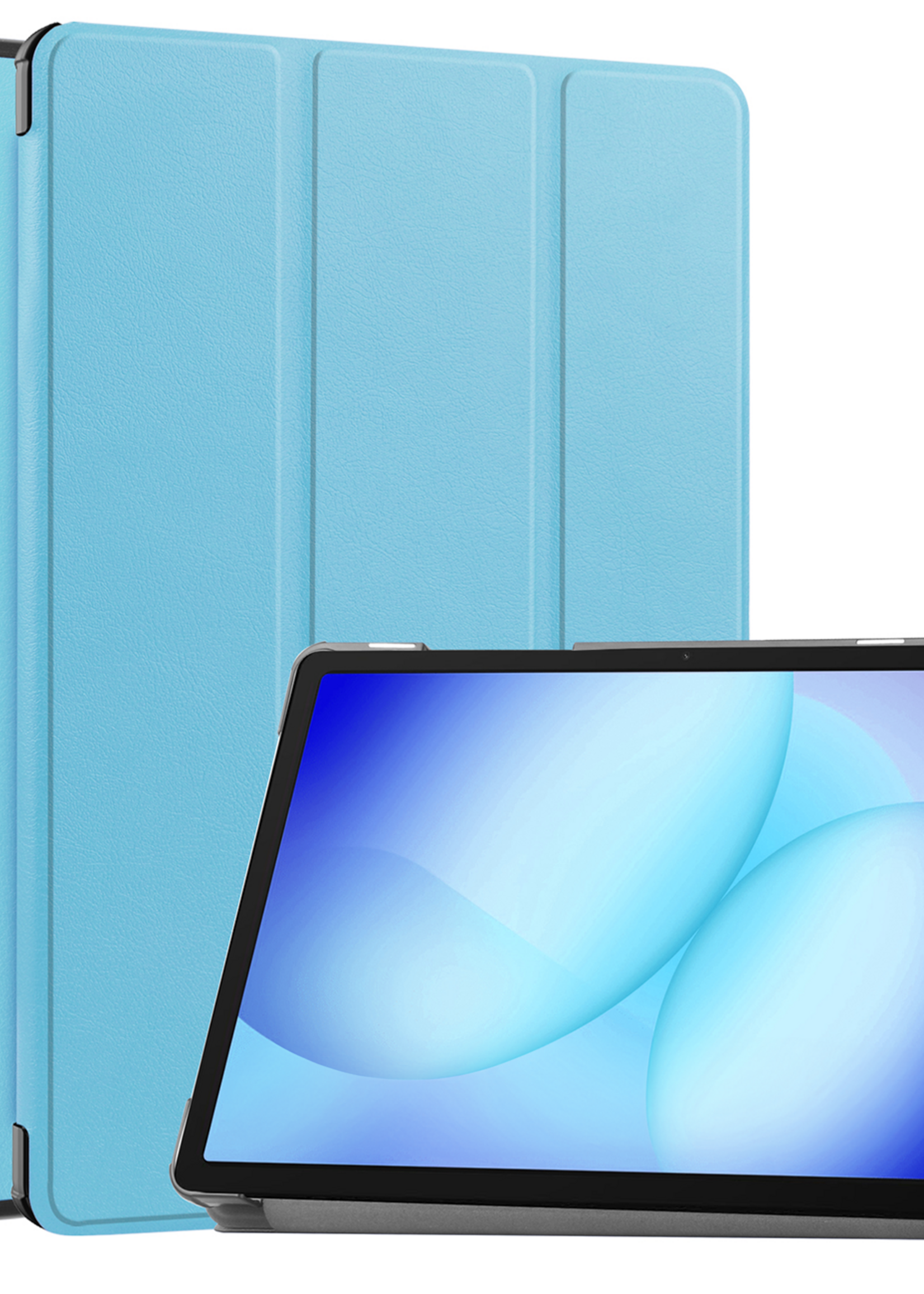 BTH Hoes Geschikt voor Samsung Galaxy Tab A9 Plus Hoes Book Case Hoesje Trifold Cover - Hoesje Geschikt voor Samsung Tab A9 Plus Hoesje Bookcase - Lichtblauw