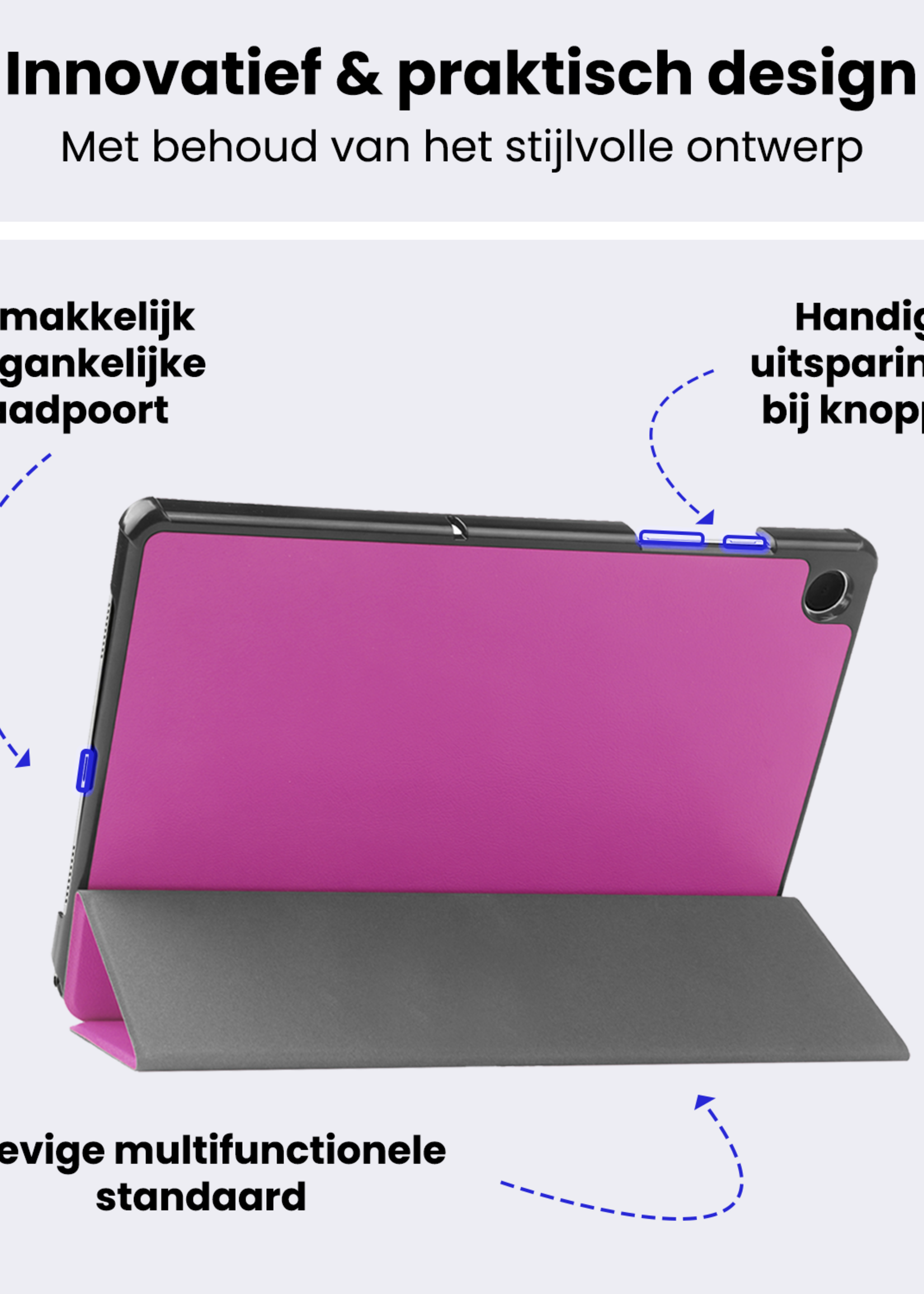 BTH Hoes Geschikt voor Samsung Galaxy Tab A9 Plus Hoes Book Case Hoesje Trifold Cover - Hoesje Geschikt voor Samsung Tab A9 Plus Hoesje Bookcase - Paars