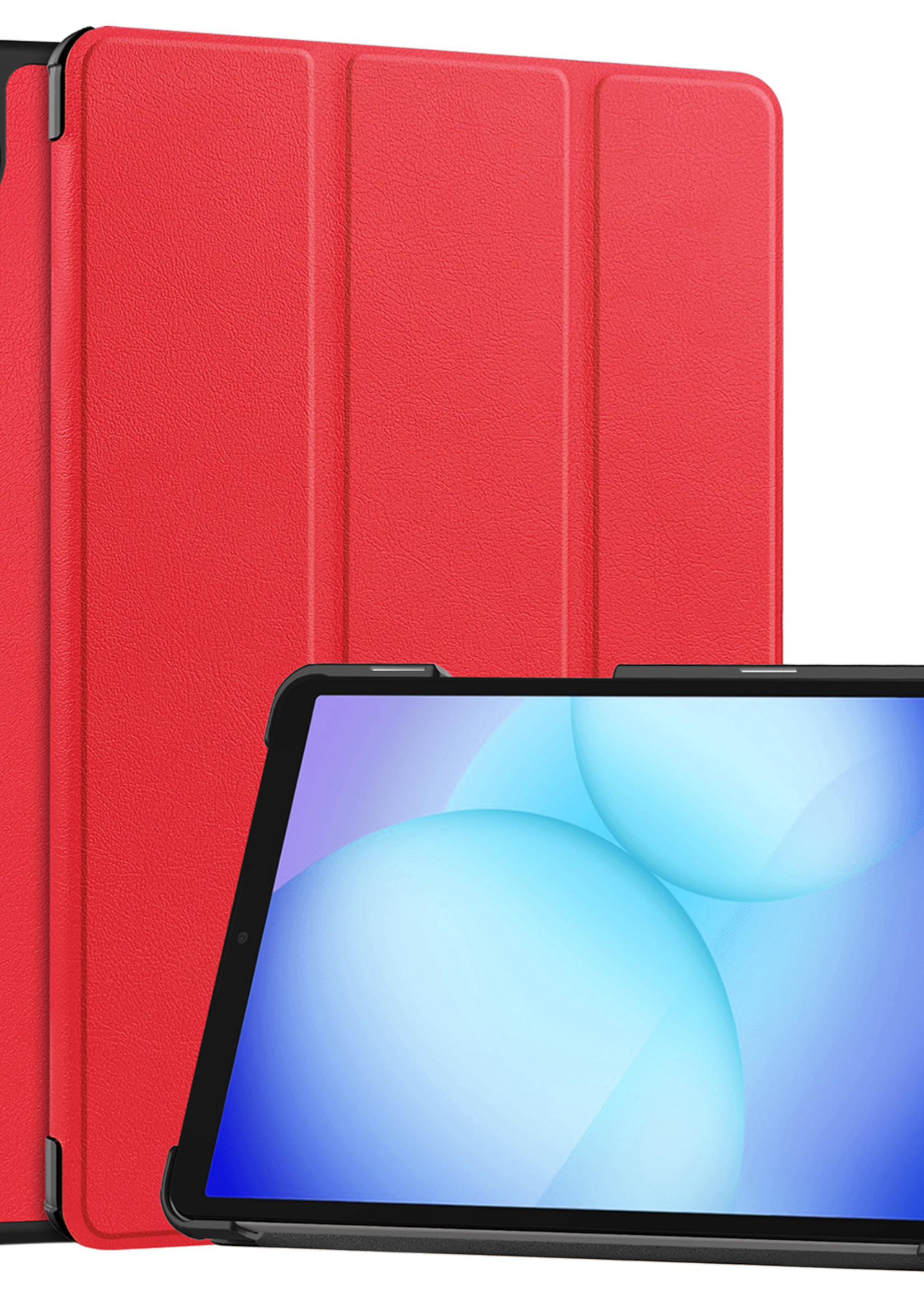 BTH Hoes Geschikt voor Samsung Galaxy Tab A9 Plus Hoes Book Case Hoesje Trifold Cover - Hoesje Geschikt voor Samsung Tab A9 Plus Hoesje Bookcase - Rood