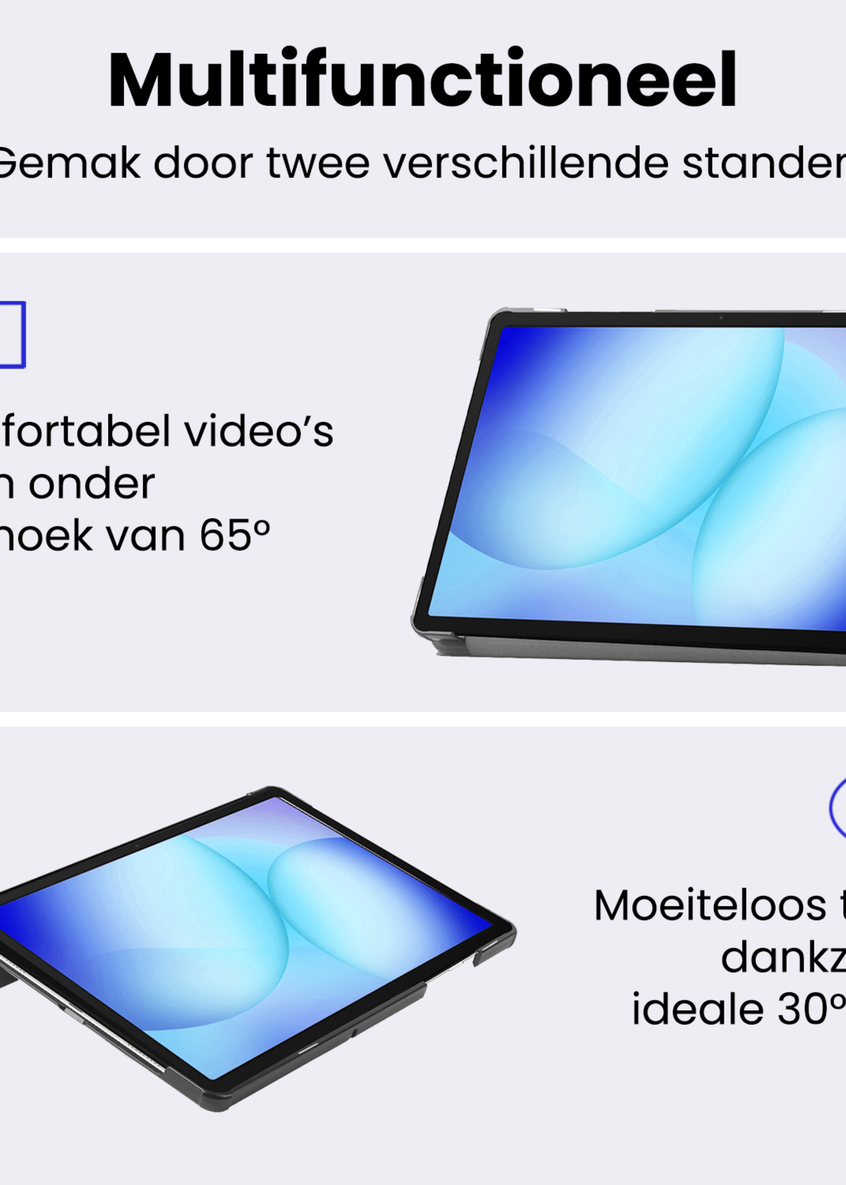 BTH Hoes Geschikt voor Samsung Galaxy Tab A9 Plus Hoes Book Case Hoesje Trifold Cover - Hoesje Geschikt voor Samsung Tab A9 Plus Hoesje Bookcase - Sterrenhemel