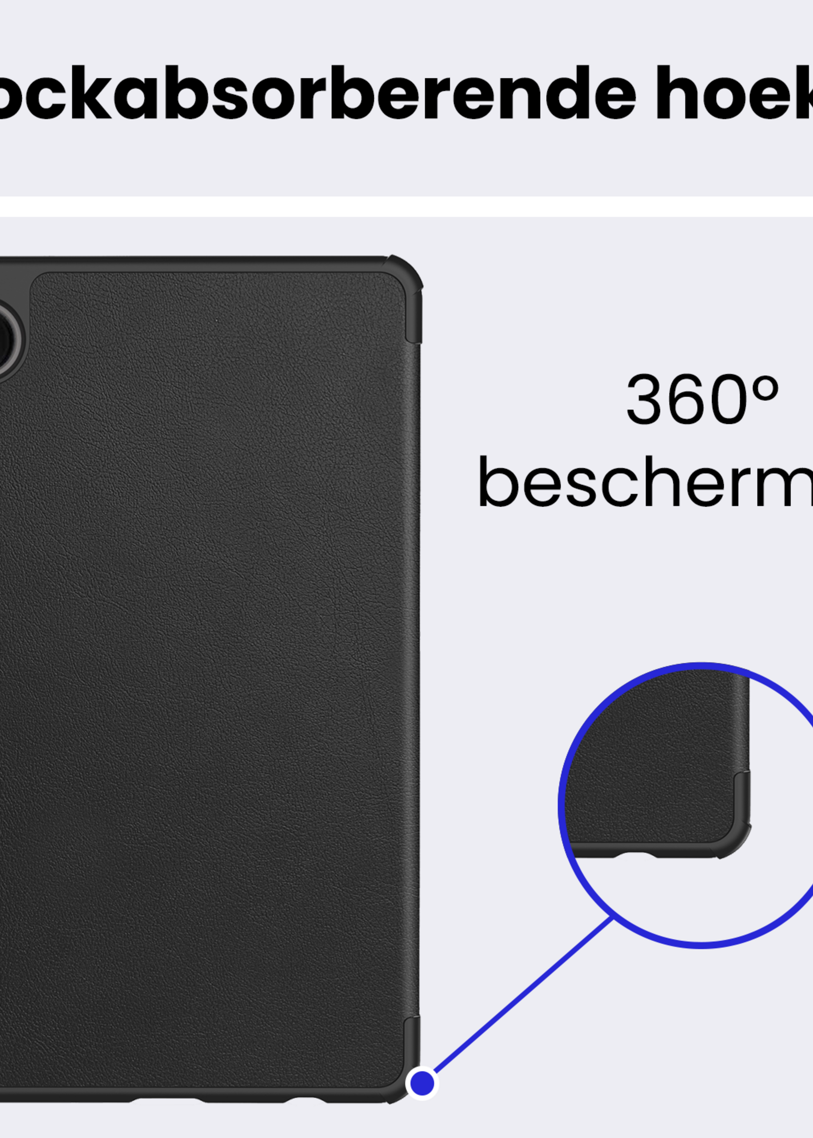 BTH Hoes Geschikt voor Samsung Galaxy Tab A9 Plus Hoes Book Case Hoesje Trifold Cover - Hoesje Geschikt voor Samsung Tab A9 Plus Hoesje Bookcase - Zwart