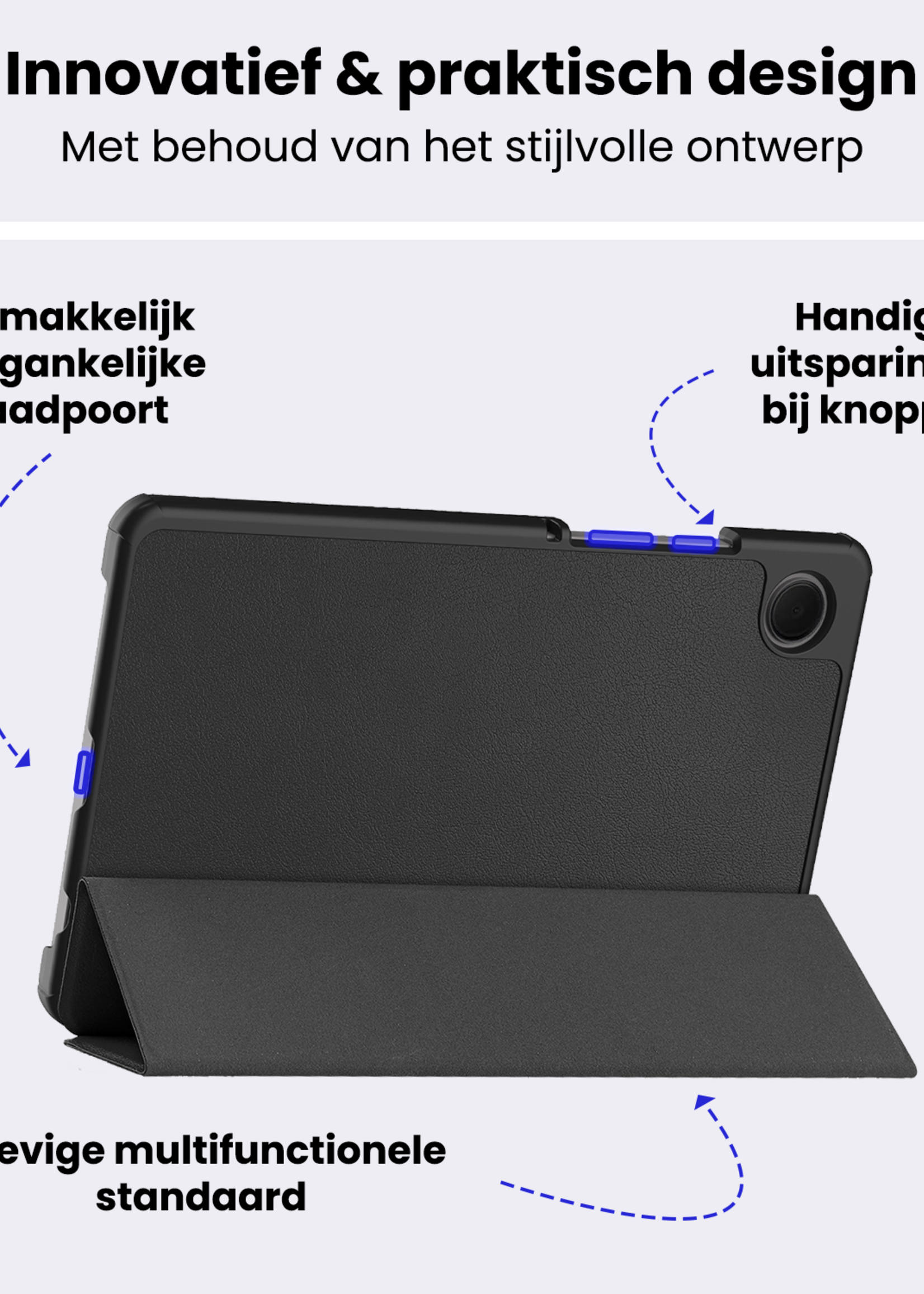 BTH Hoes Geschikt voor Samsung Galaxy Tab A9 Plus Hoes Book Case Hoesje Trifold Cover - Hoesje Geschikt voor Samsung Tab A9 Plus Hoesje Bookcase - Zwart