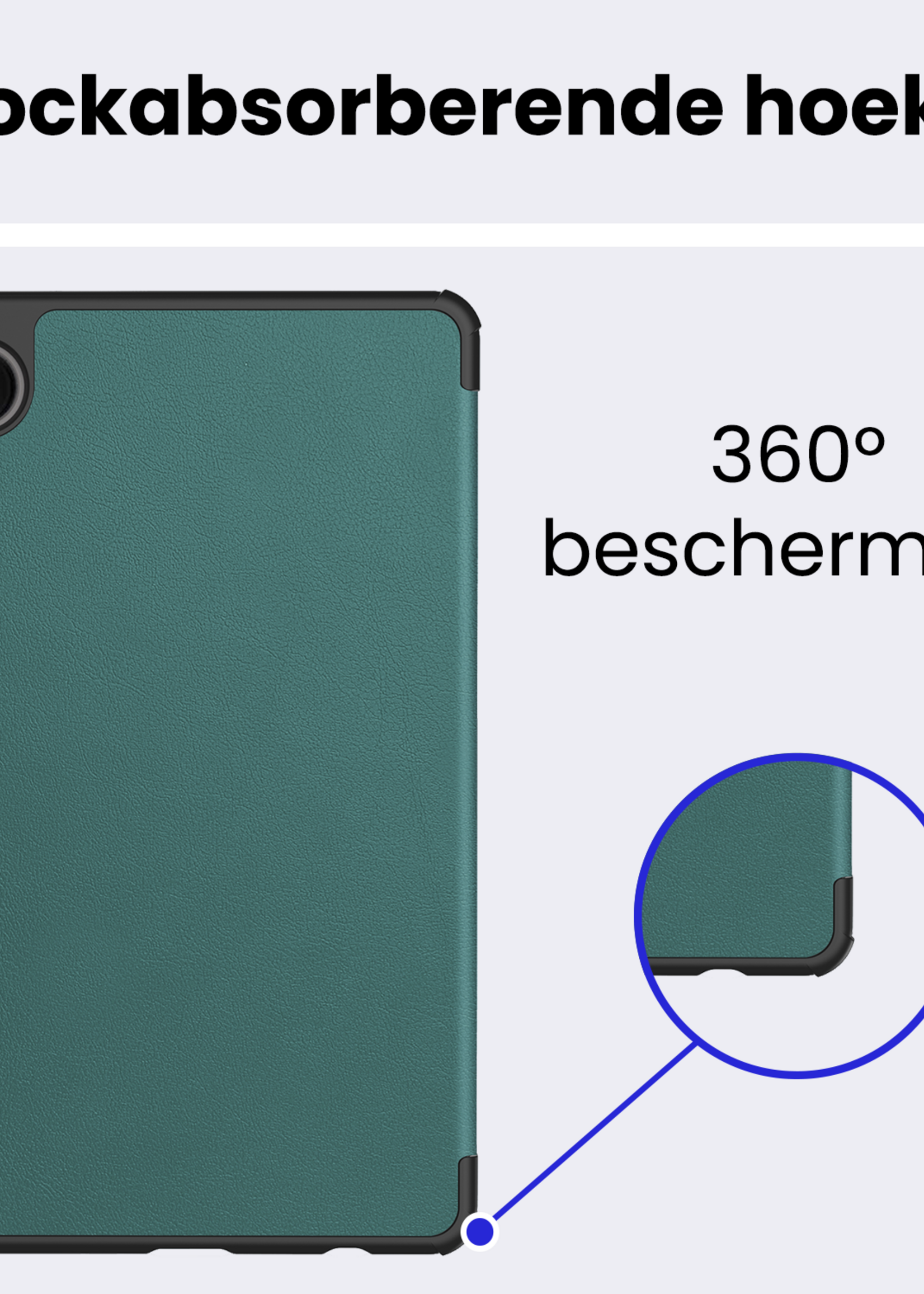 BTH Hoes Geschikt voor Samsung Galaxy Tab A9 Plus Hoes Book Case Hoesje Trifold Cover Met Screenprotector - Hoesje Geschikt voor Samsung Tab A9 Plus Hoesje Bookcase - Donkergroen