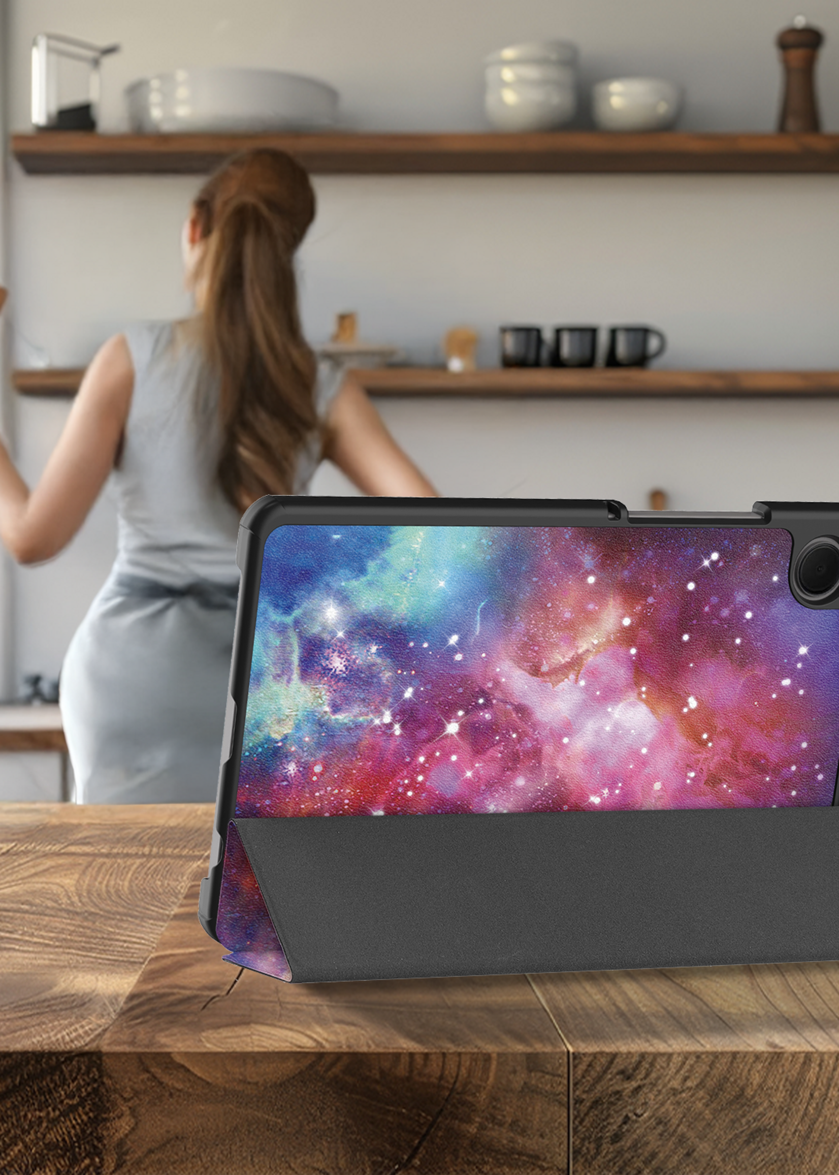 BTH Hoes Geschikt voor Samsung Galaxy Tab A9 Plus Hoes Book Case Hoesje Trifold Cover Met Screenprotector - Hoesje Geschikt voor Samsung Tab A9 Plus Hoesje Bookcase - Galaxy