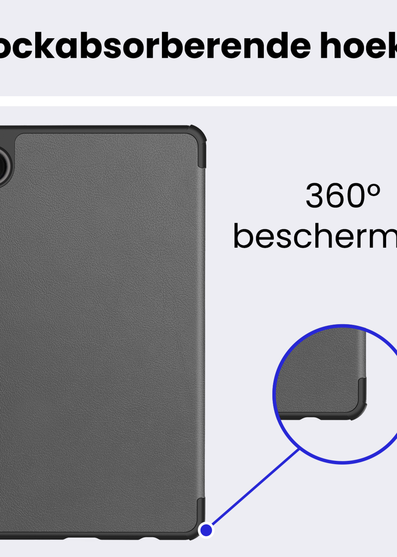 BTH Hoes Geschikt voor Samsung Galaxy Tab A9 Plus Hoes Book Case Hoesje Trifold Cover Met Screenprotector - Hoesje Geschikt voor Samsung Tab A9 Plus Hoesje Bookcase - Grijs