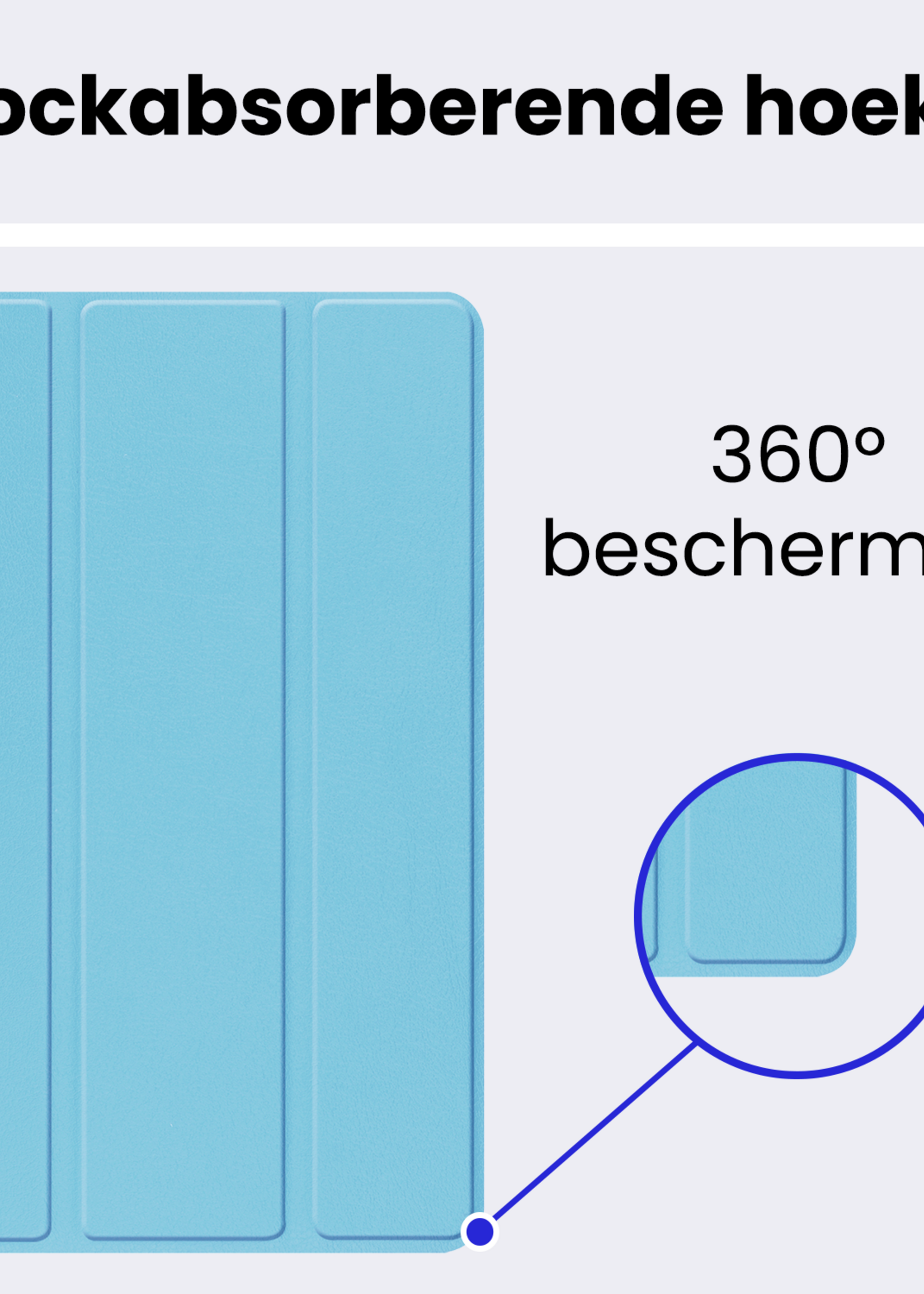 BTH Hoes Geschikt voor Samsung Galaxy Tab A9 Plus Hoes Book Case Hoesje Trifold Cover Met Screenprotector - Hoesje Geschikt voor Samsung Tab A9 Plus Hoesje Bookcase - Lichtblauw