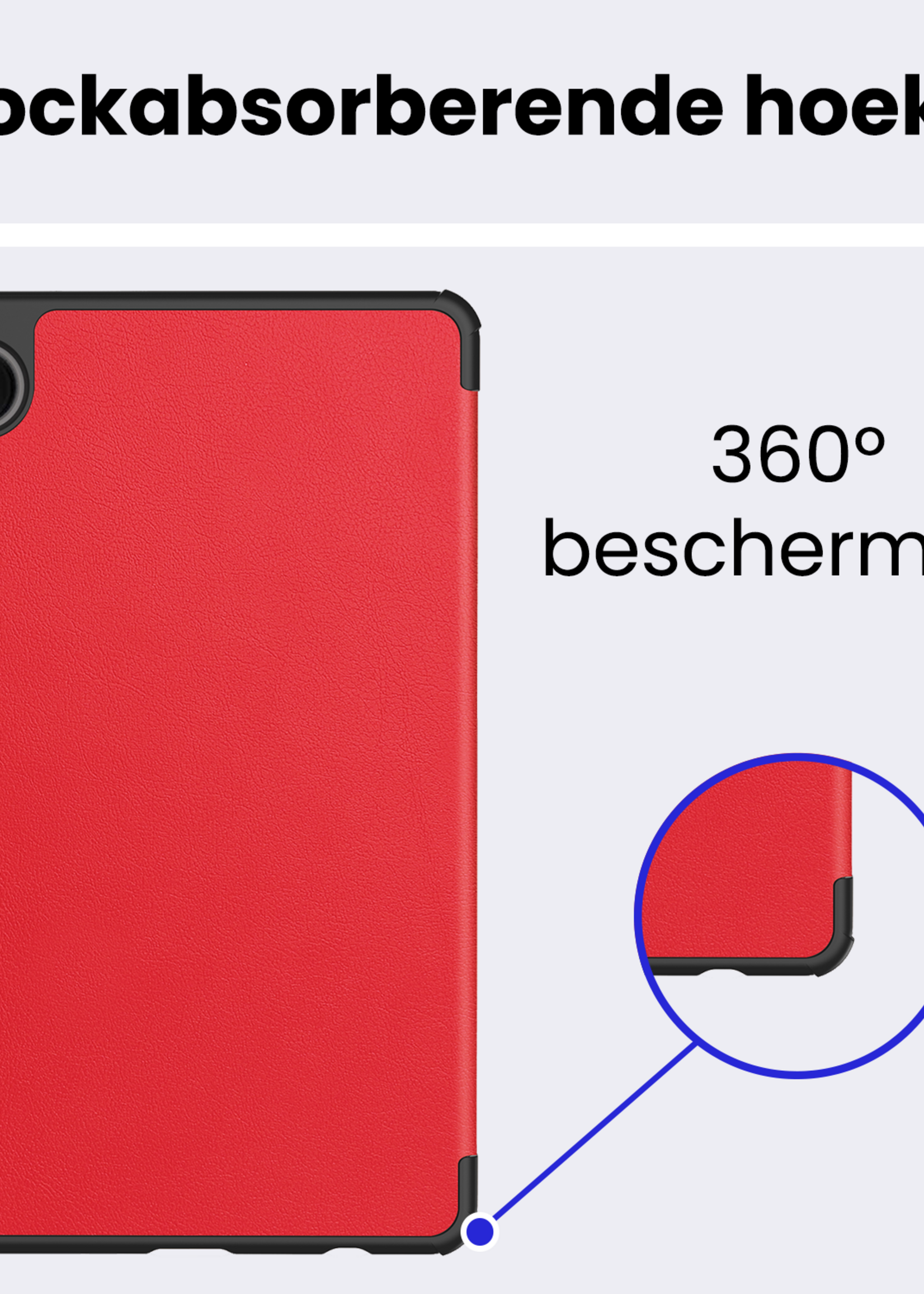 BTH Hoes Geschikt voor Samsung Galaxy Tab A9 Plus Hoes Book Case Hoesje Trifold Cover Met Screenprotector - Hoesje Geschikt voor Samsung Tab A9 Plus Hoesje Bookcase - Rood