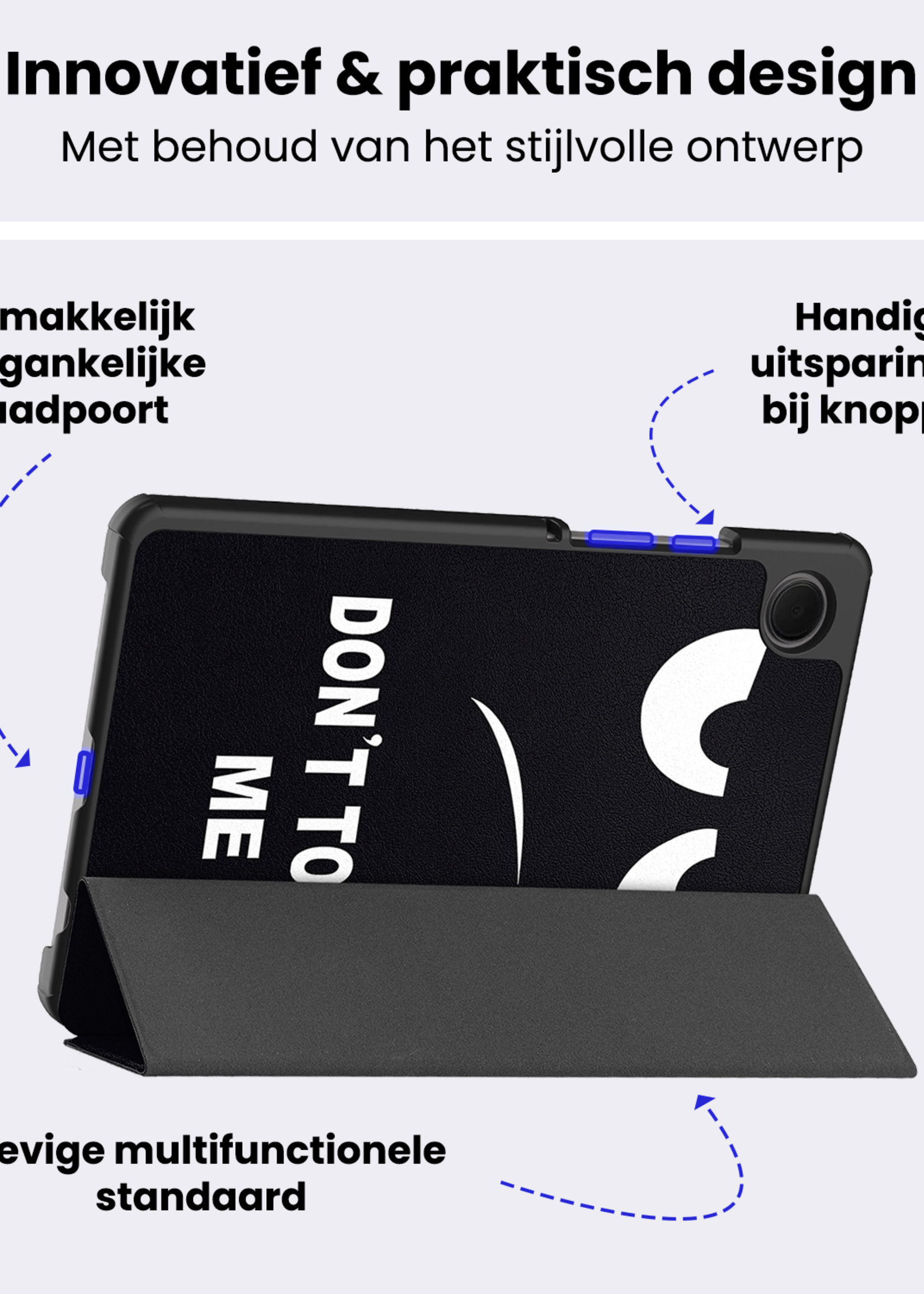 BTH Hoes Geschikt voor Samsung Galaxy Tab A9 Plus Hoes Book Case Hoesje Trifold Cover Met Screenprotector - Hoesje Geschikt voor Samsung Tab A9 Plus Hoesje Bookcase - Don't Touch Me