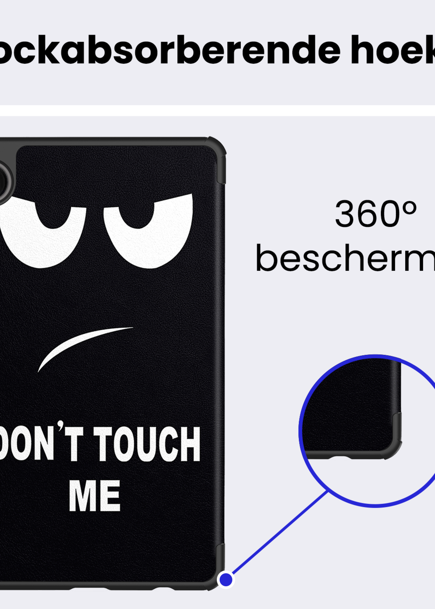 BTH Hoes Geschikt voor Samsung Galaxy Tab A9 Plus Hoes Book Case Hoesje Trifold Cover Met Screenprotector - Hoesje Geschikt voor Samsung Tab A9 Plus Hoesje Bookcase - Don't Touch Me