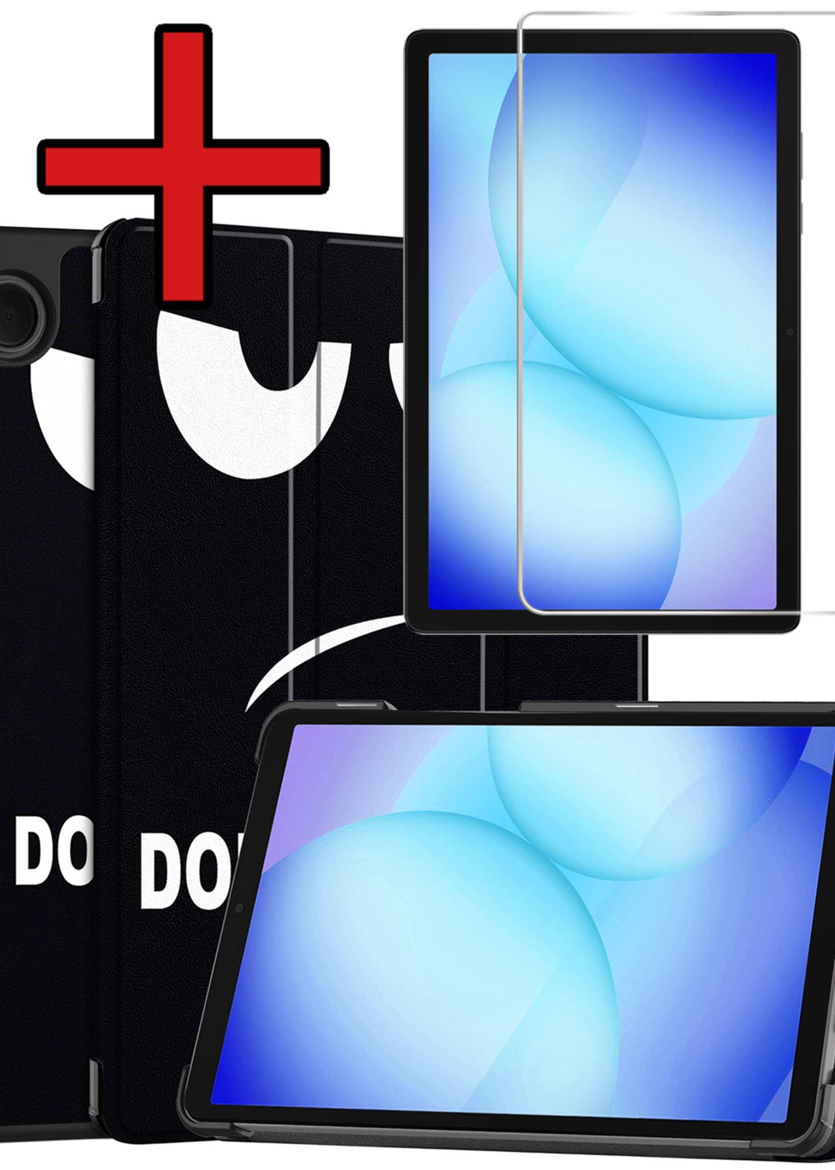 BTH Hoes Geschikt voor Samsung Galaxy Tab A9 Plus Hoes Book Case Hoesje Trifold Cover Met Screenprotector - Hoesje Geschikt voor Samsung Tab A9 Plus Hoesje Bookcase - Don't Touch Me