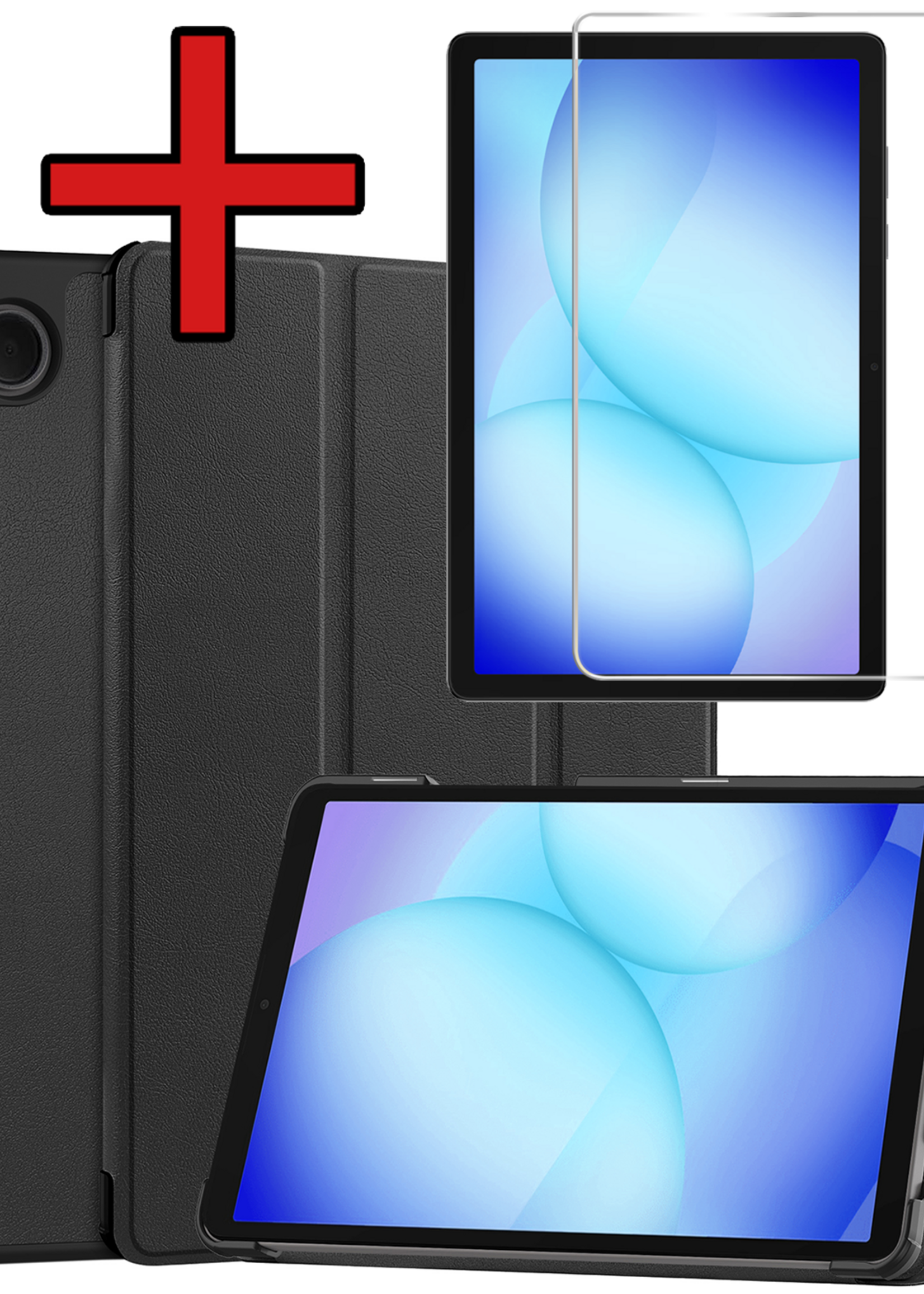 BTH Hoes Geschikt voor Samsung Galaxy Tab A9 Plus Hoes Book Case Hoesje Trifold Cover Met Screenprotector - Hoesje Geschikt voor Samsung Tab A9 Plus Hoesje Bookcase - Zwart