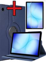 BTH BTH Samsung Galaxy Tab A9 Plus / A11 Plus Hoes Draaibaar Met Screenprotector - Donkerblauw