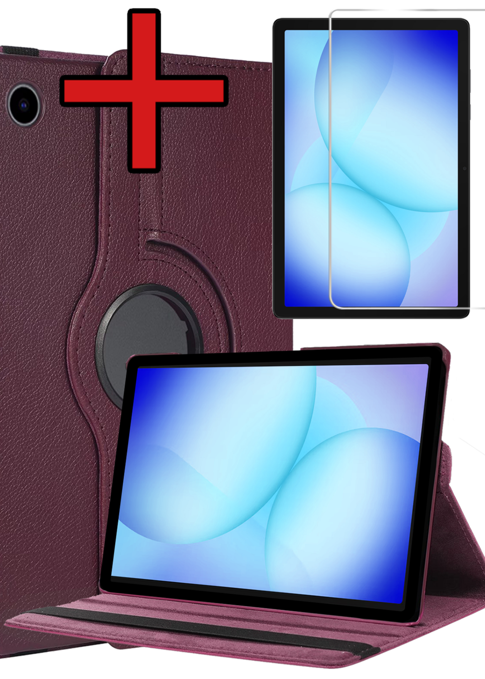 BTH BTH Samsung Galaxy Tab A9 Plus Hoes Draaibaar Met Screenprotector - Paars