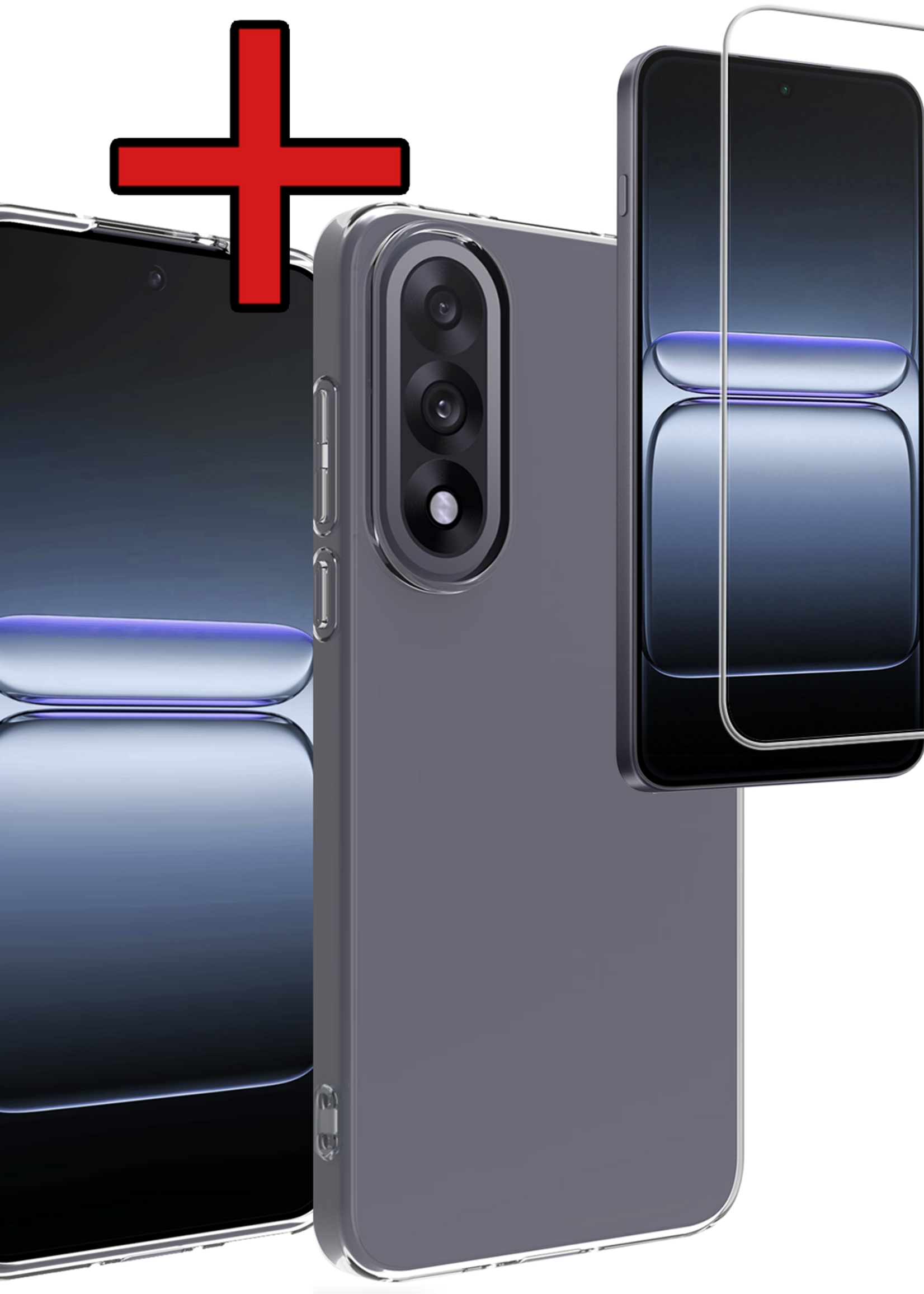 BTH BTH OnePlus Nord 5 Hoesje Siliconen Met Screenprotector - Transparant