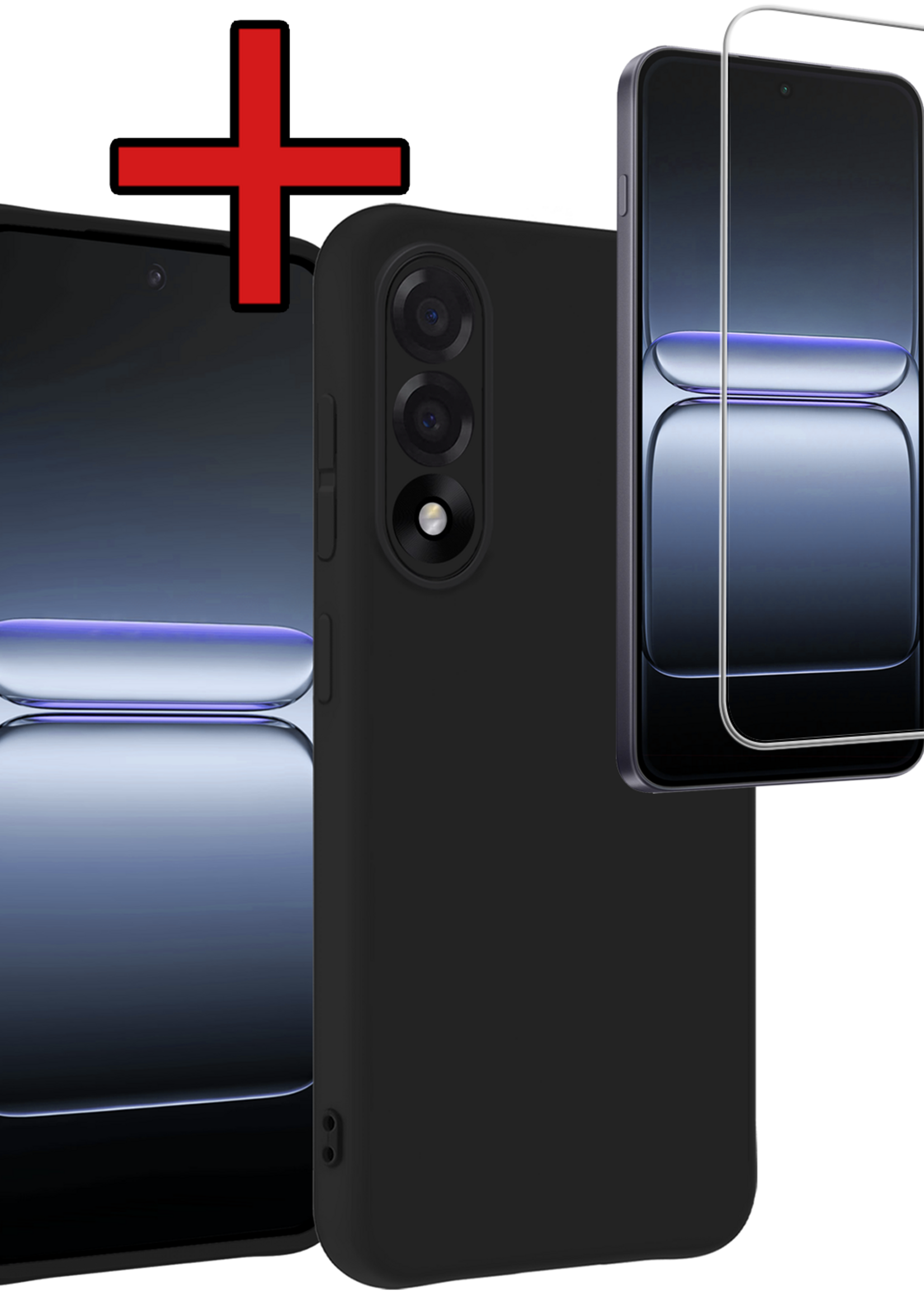 BTH BTH OnePlus Nord 5 Hoesje Siliconen Met Screenprotector - Zwart