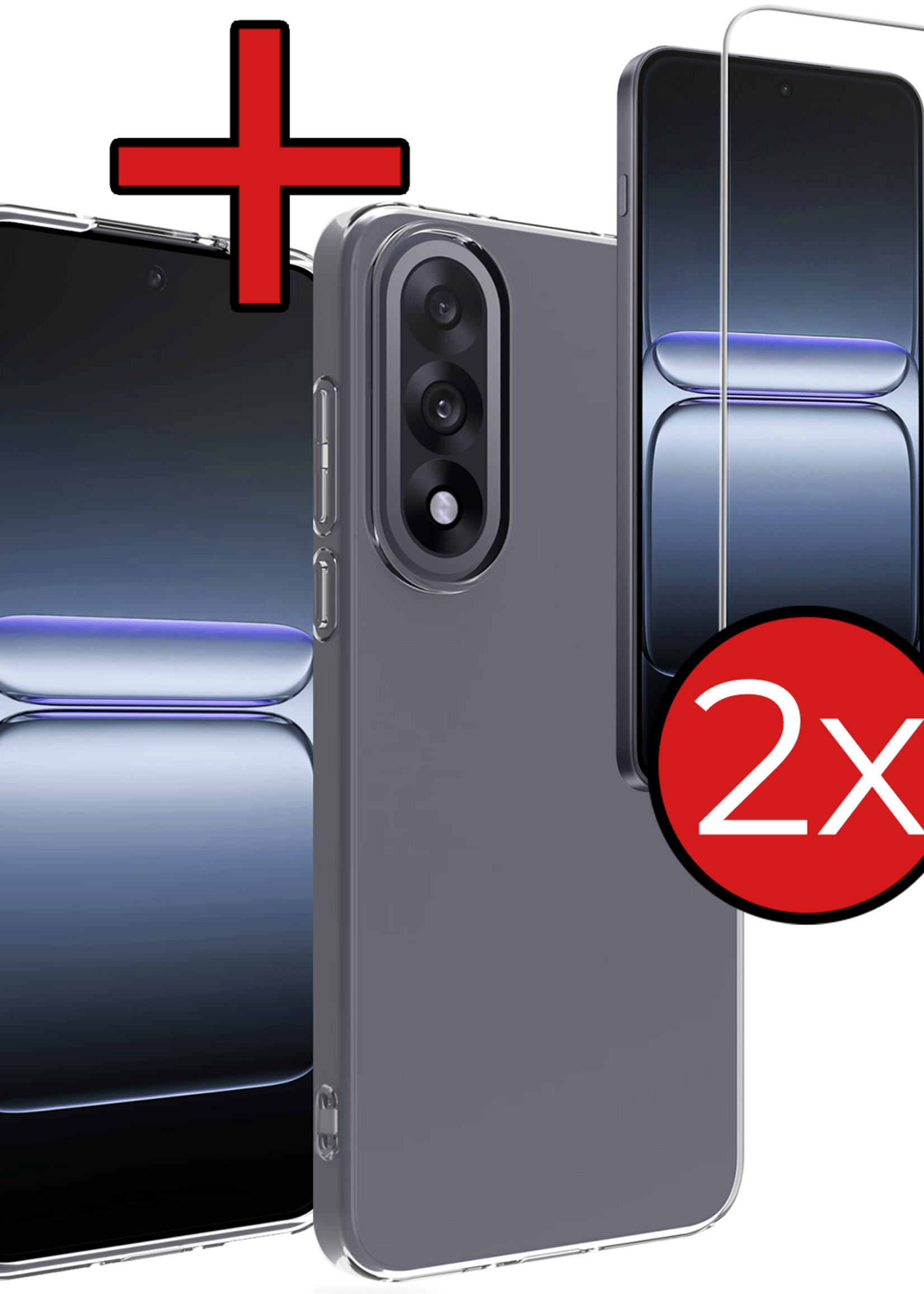 BTH BTH OnePlus Nord 5 Hoesje Siliconen Met 2x Screenprotector - Transparant