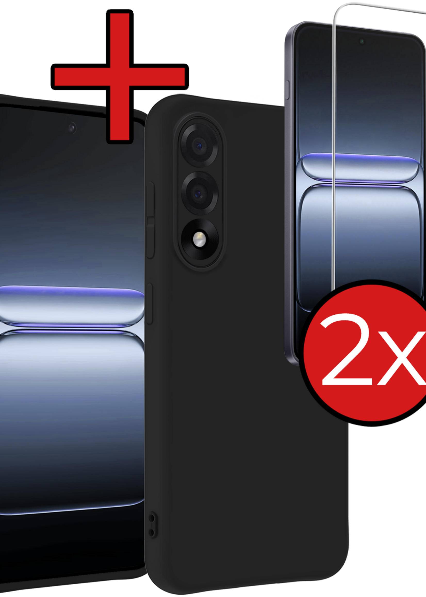 BTH BTH OnePlus Nord 5 Hoesje Siliconen Met 2x Screenprotector - Zwart