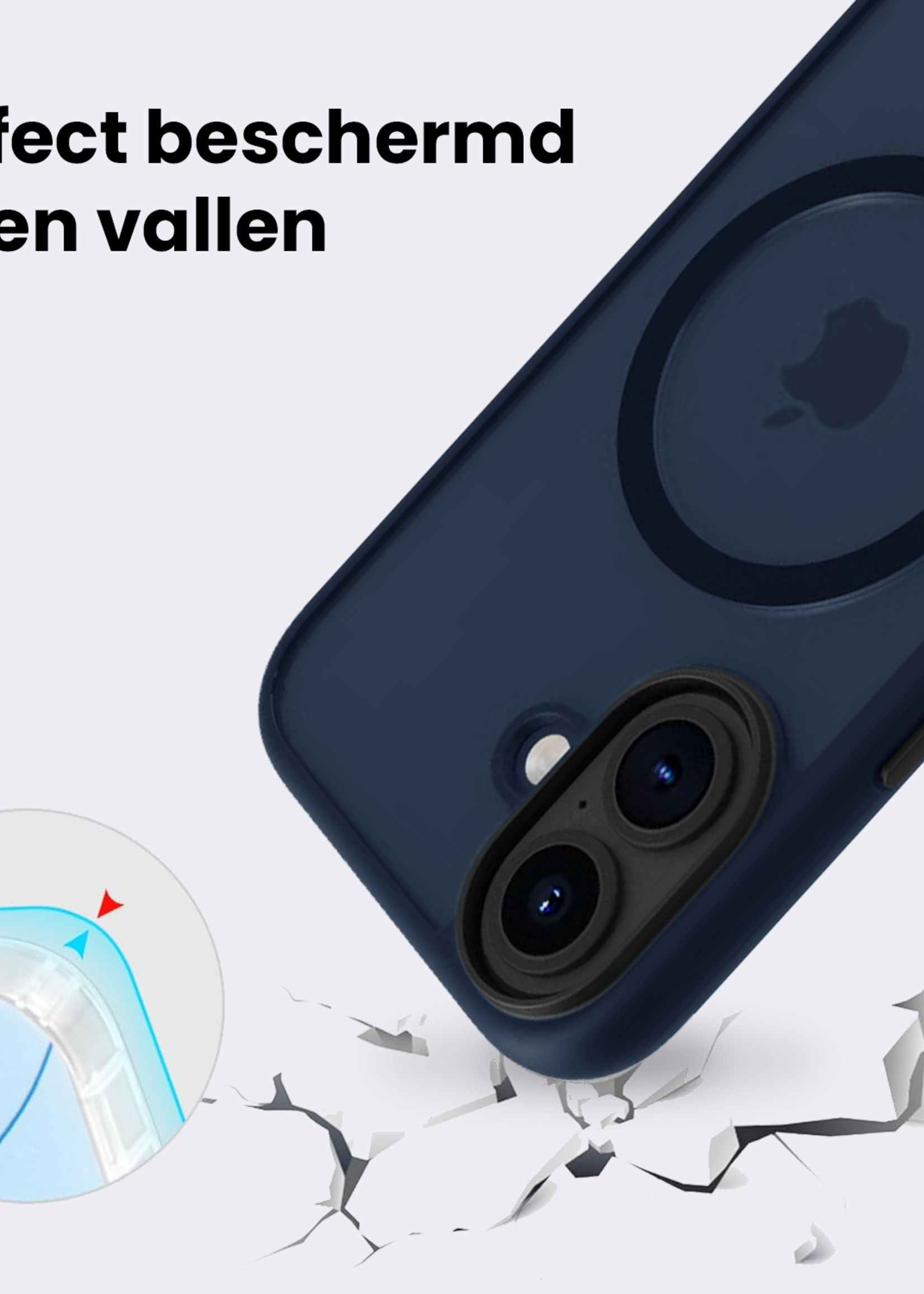 BTH BTH iPhone 17 Magsafe Hoesje Donkerblauw Met Screenprotector