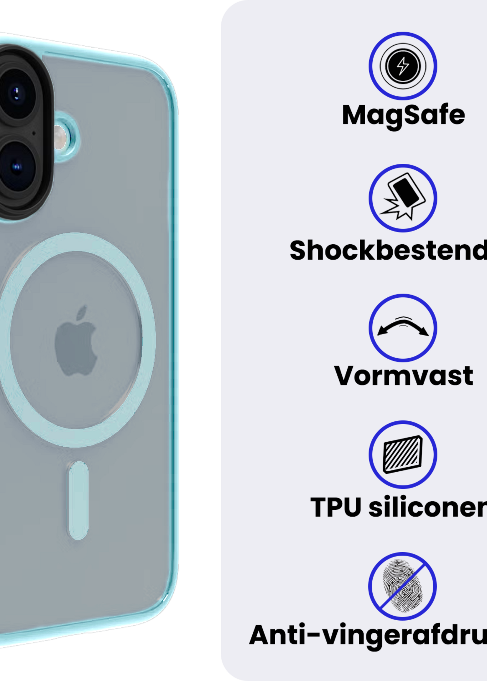 BTH BTH iPhone 17 Magsafe Hoesje Lichtblauw Met Screenprotector