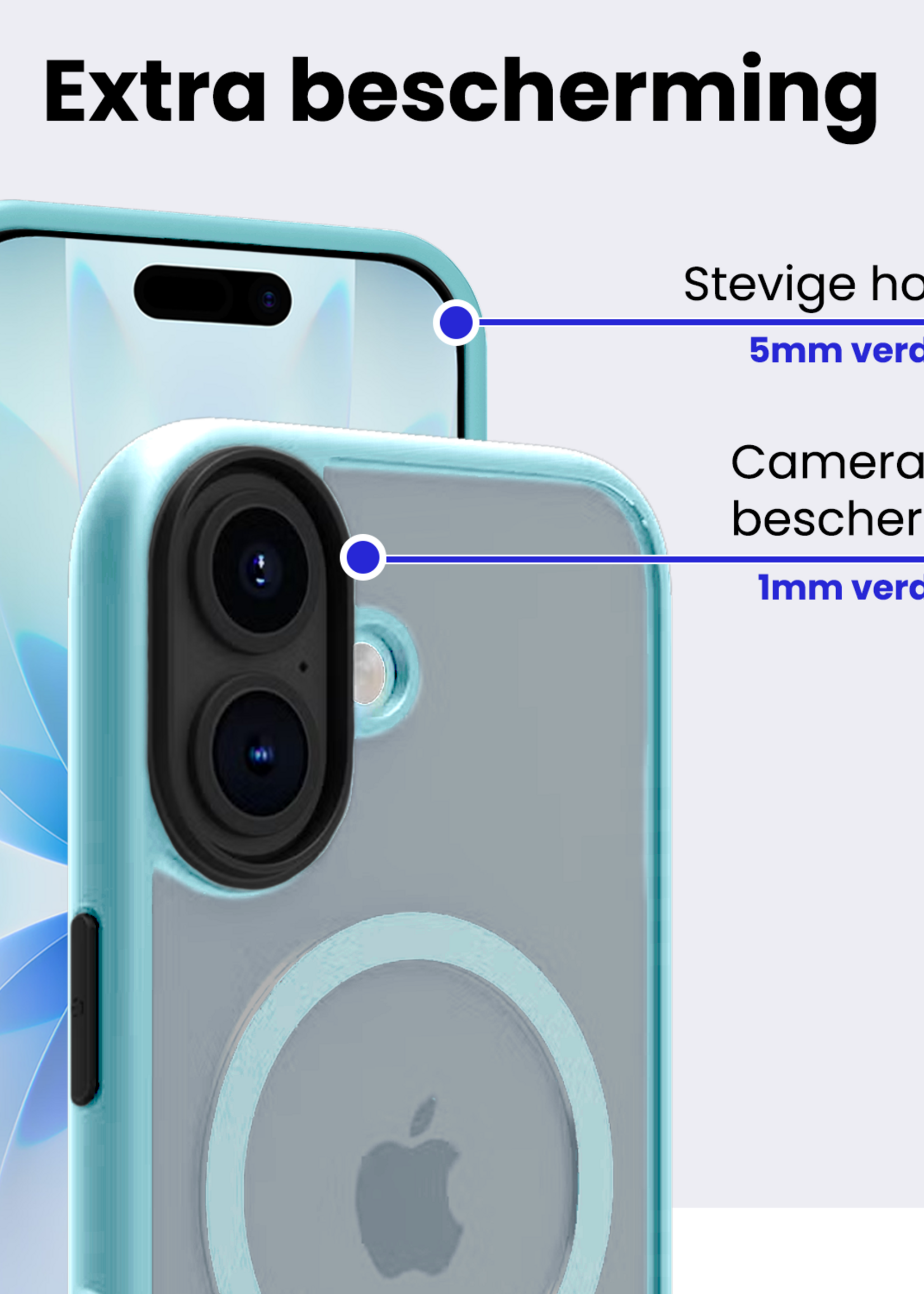 BTH BTH iPhone 17 Magsafe Hoesje Lichtblauw Met Screenprotector