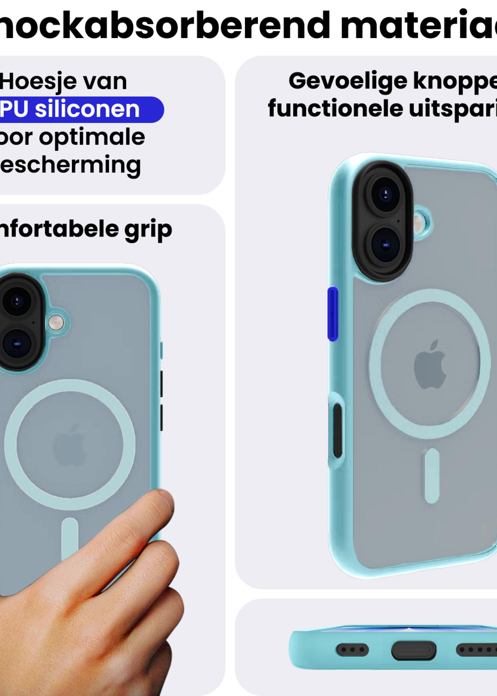 BTH BTH iPhone 17 Magsafe Hoesje Lichtblauw Met Screenprotector