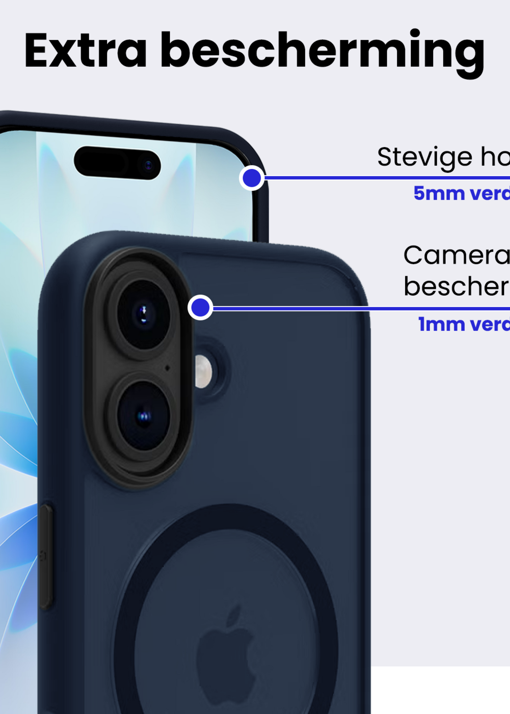 BTH BTH iPhone 17 Magsafe Hoesje Donkerblauw Met 2x Screenprotector