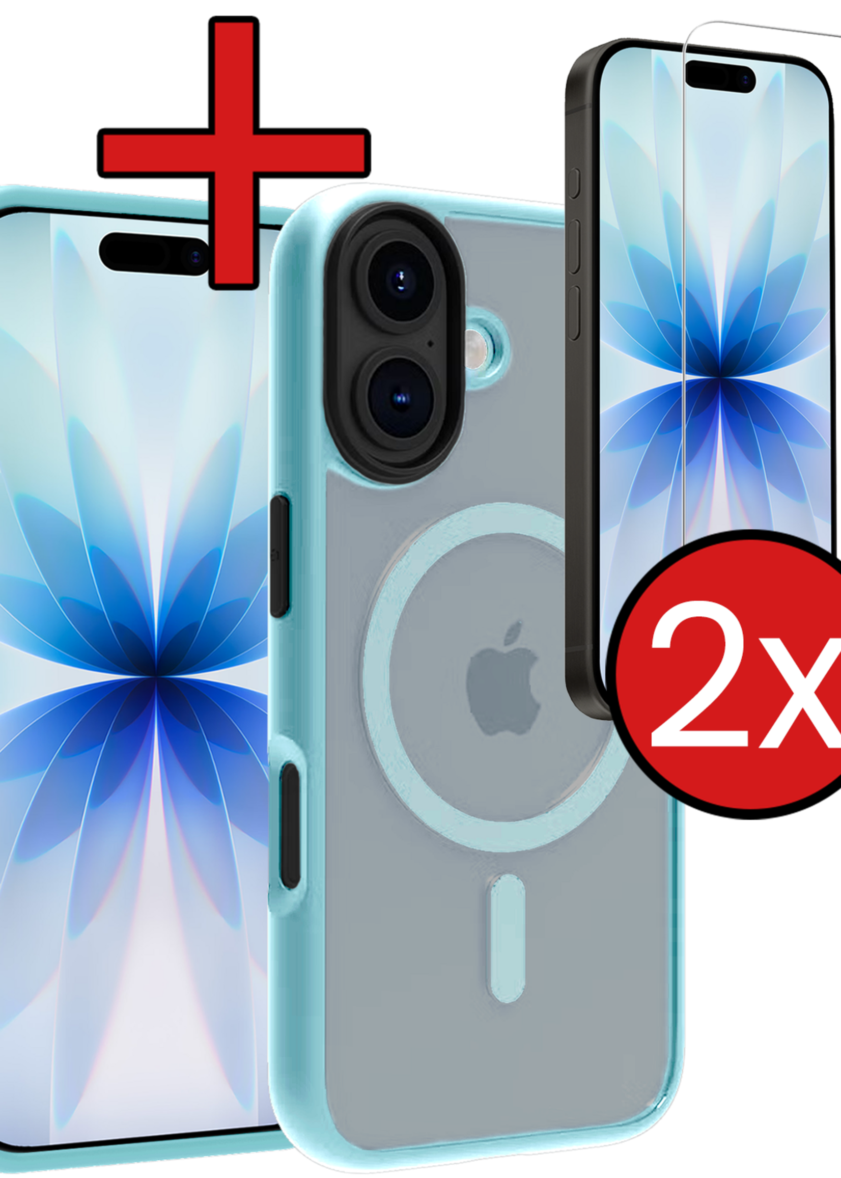 BTH BTH iPhone 17 Magsafe Hoesje Lichtblauw Met 2x Screenprotector