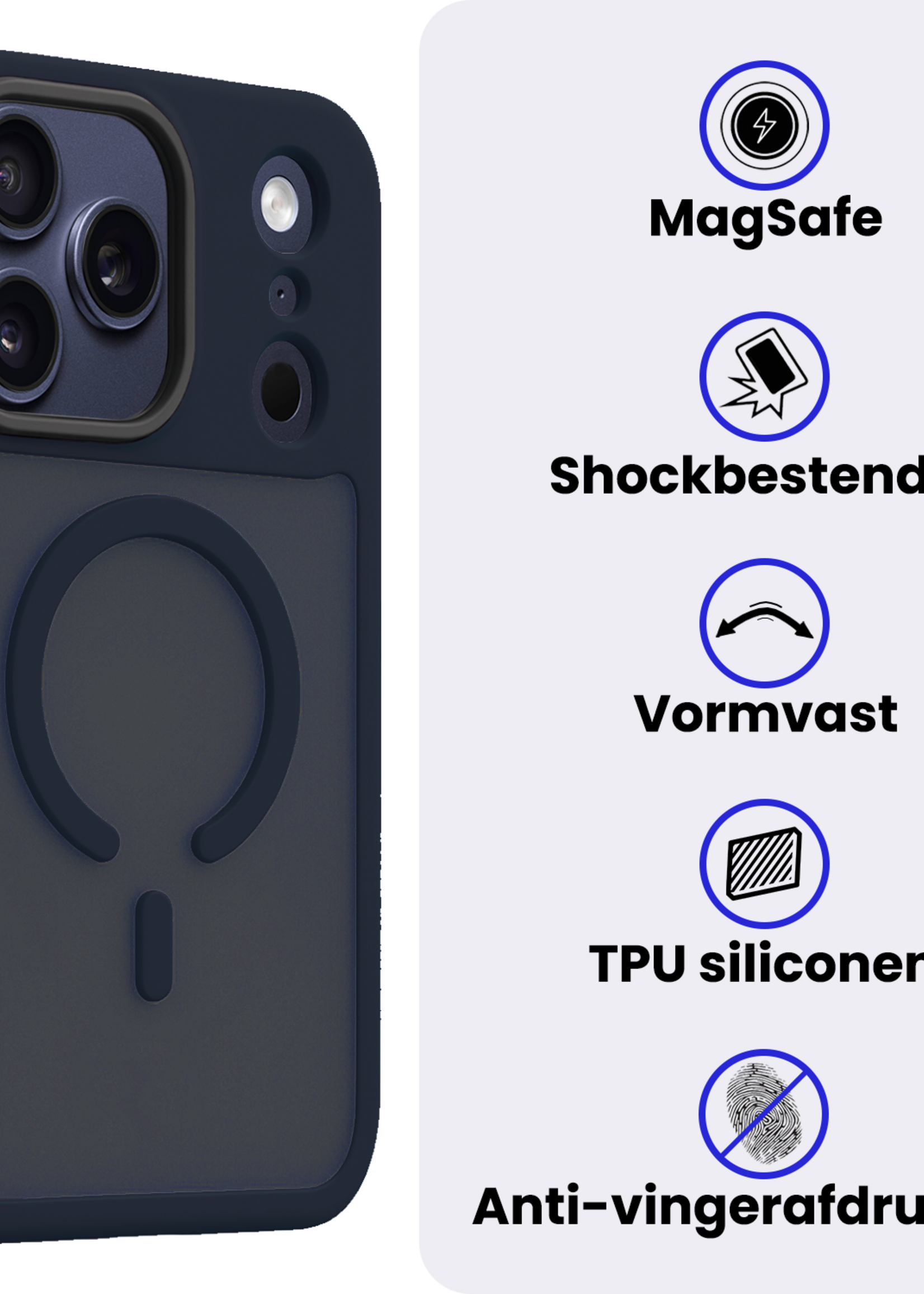 BTH BTH iPhone 17 Pro Magsafe Hoesje Donkerblauw Met Screenprotector