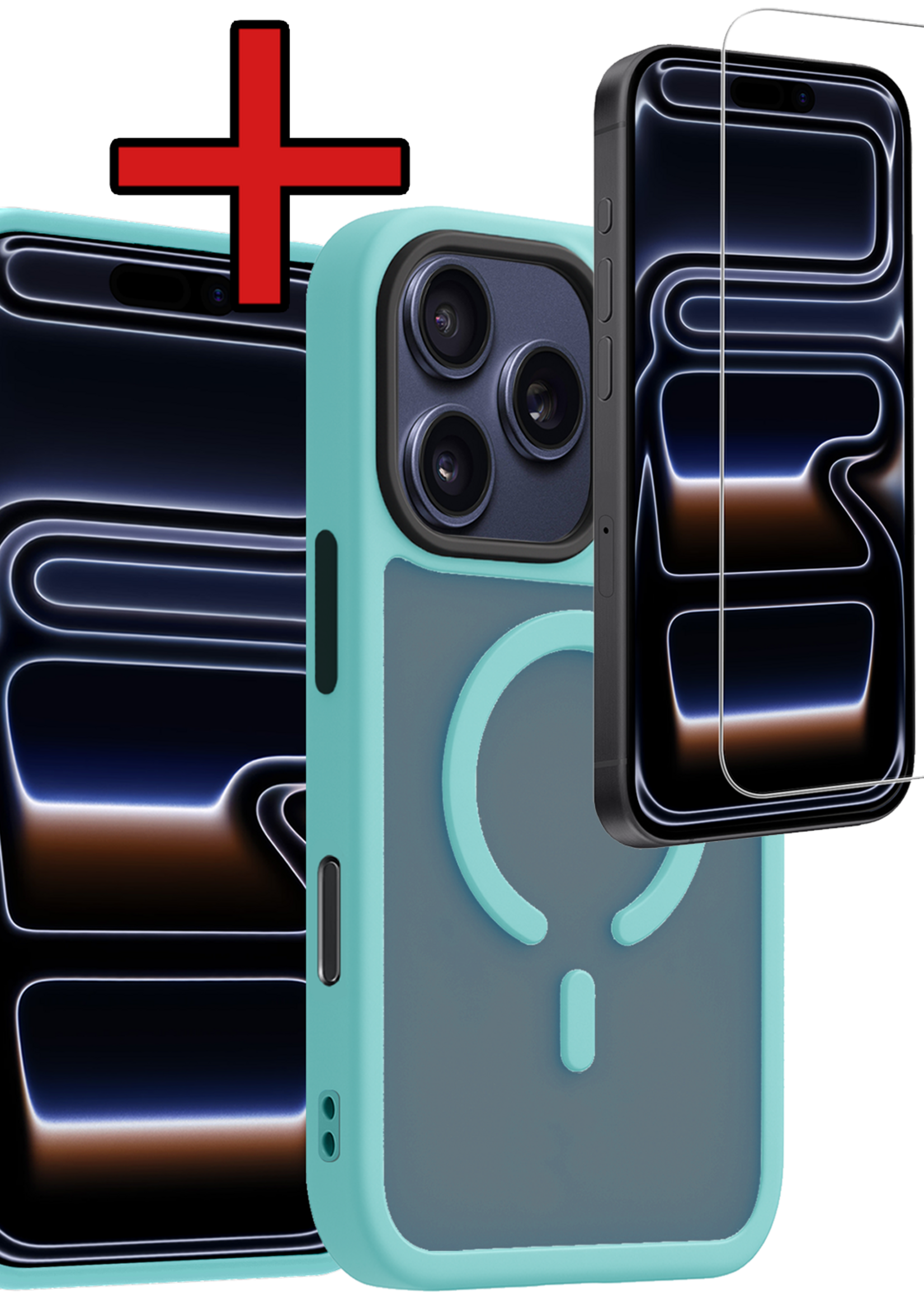 BTH BTH iPhone 17 Pro Magsafe Hoesje Lichtblauw Met Screenprotector