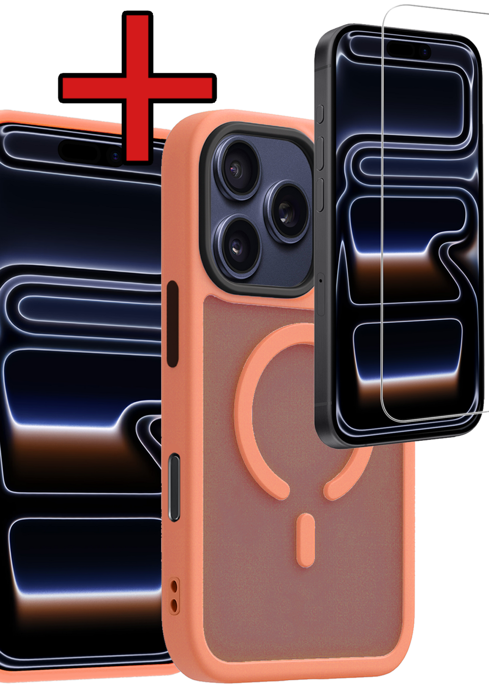 BTH BTH iPhone 17 Pro Magsafe Hoesje Perzik Met Screenprotector