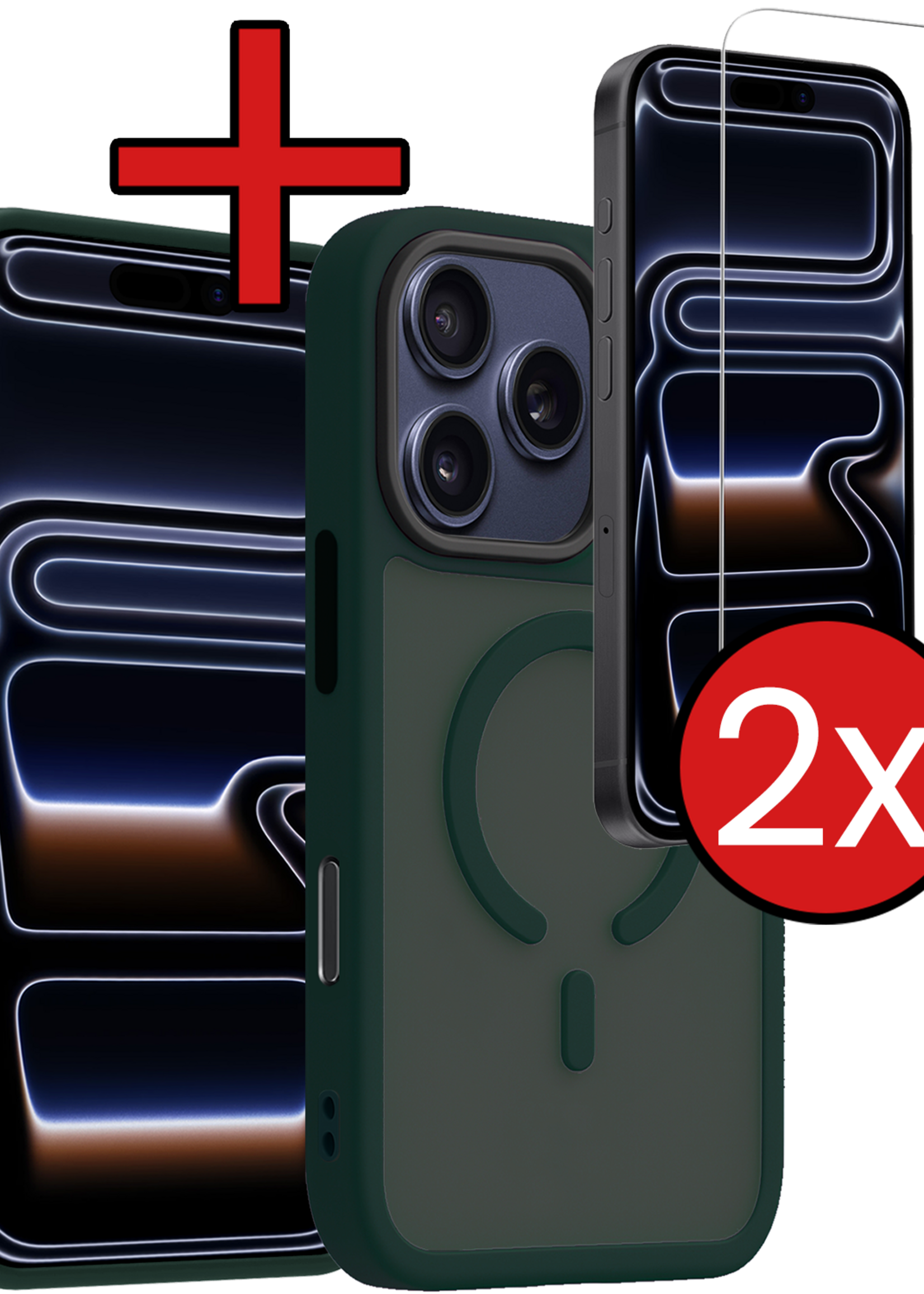 BTH BTH iPhone 17 Pro Magsafe Hoesje Donkergroen Met 2x Screenprotector