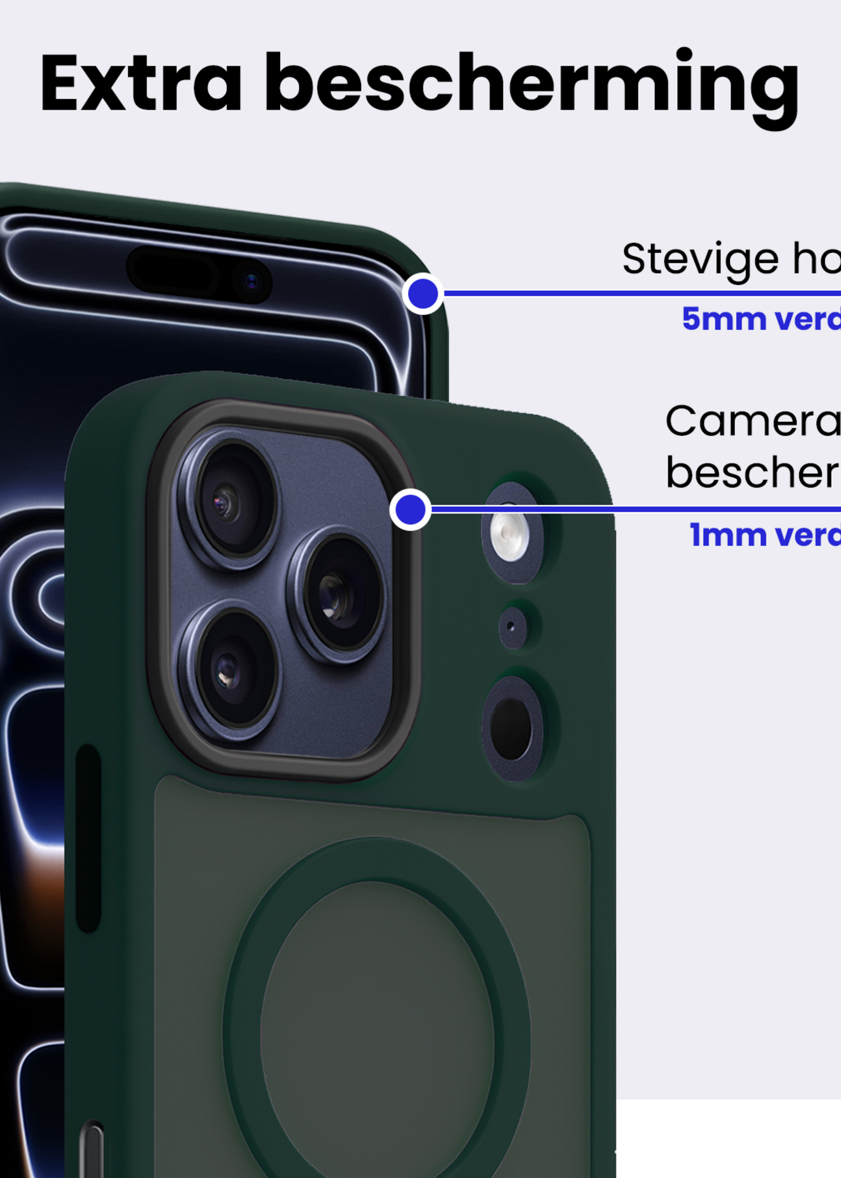 BTH BTH iPhone 17 Pro Magsafe Hoesje Donkergroen Met 2x Screenprotector