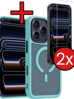 BTH BTH iPhone 17 Pro Magsafe Hoesje Lichtblauw Met 2x Screenprotector