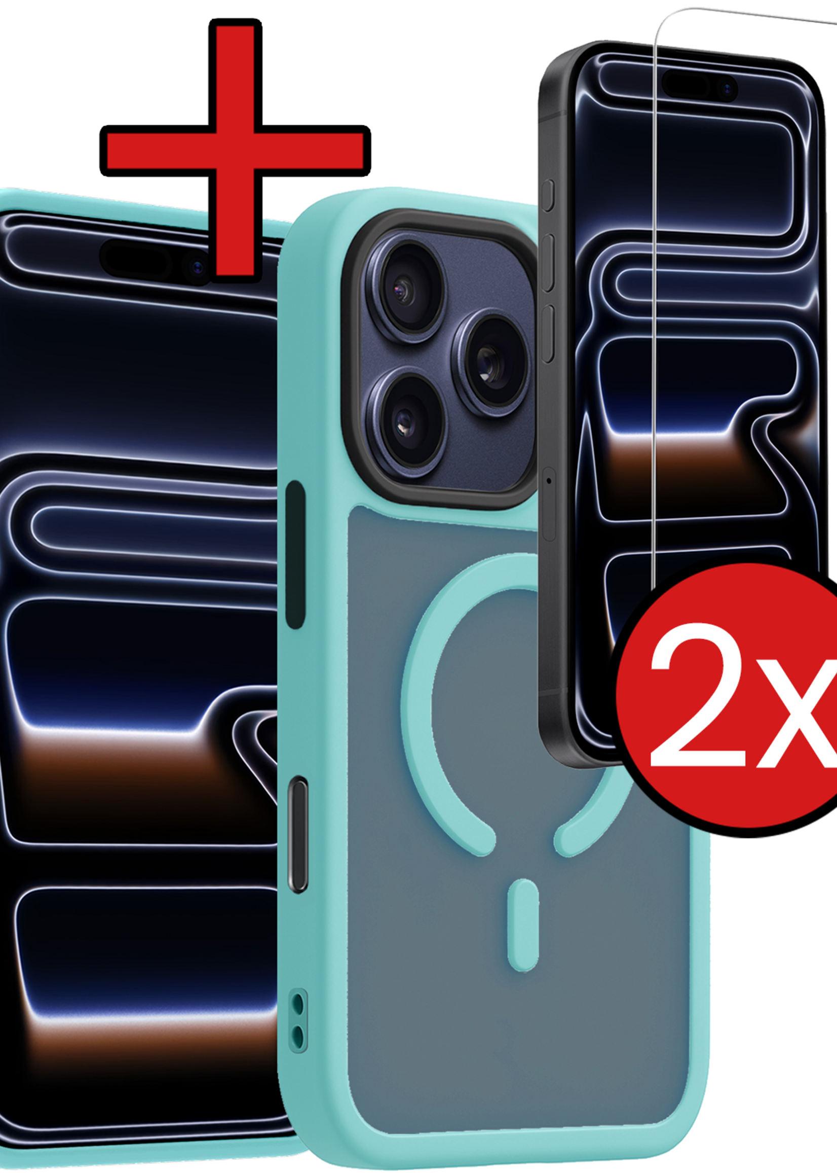 BTH BTH iPhone 17 Pro Magsafe Hoesje Lichtblauw Met 2x Screenprotector