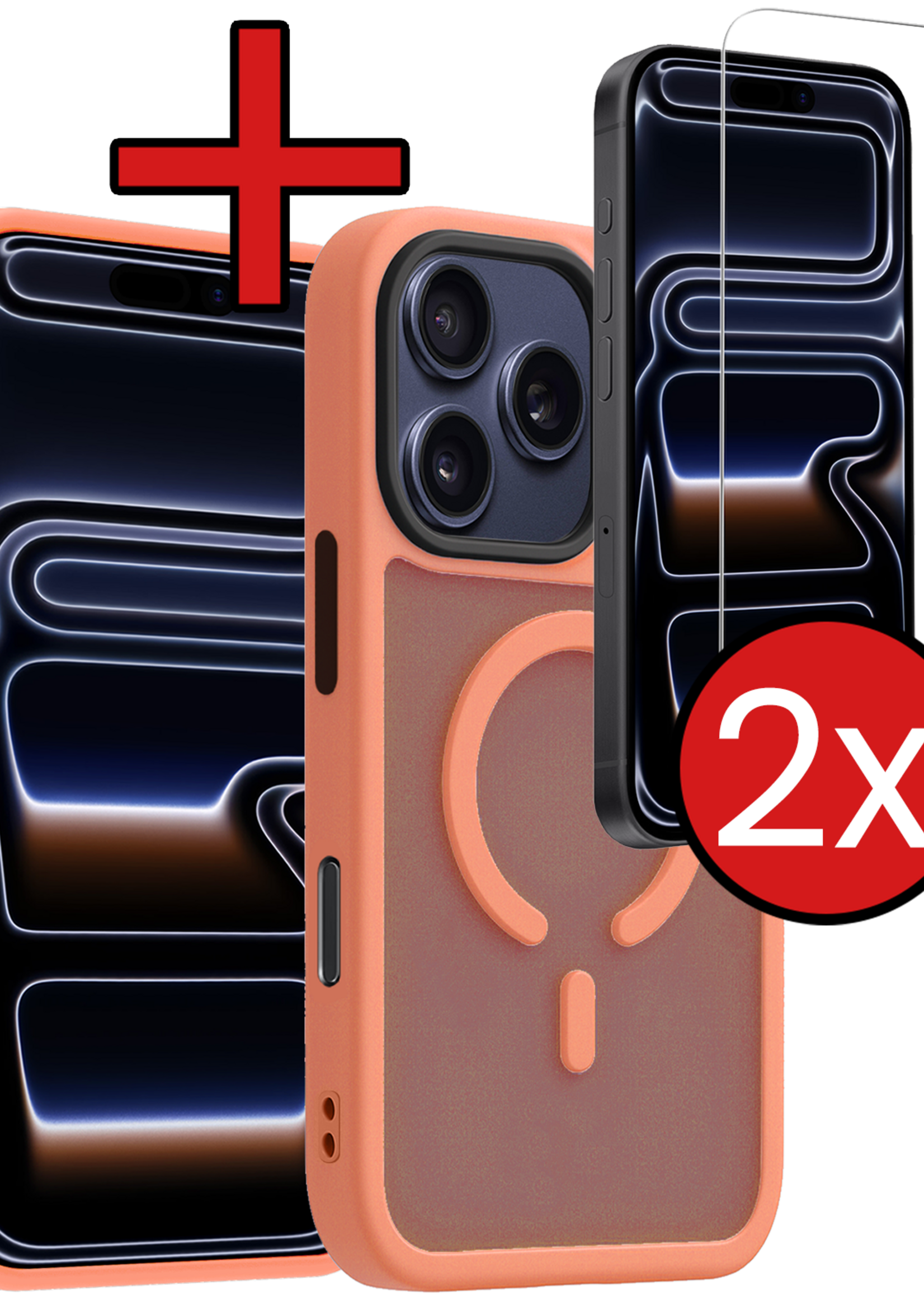 BTH BTH iPhone 17 Pro Magsafe Hoesje Perzik Met 2x Screenprotector