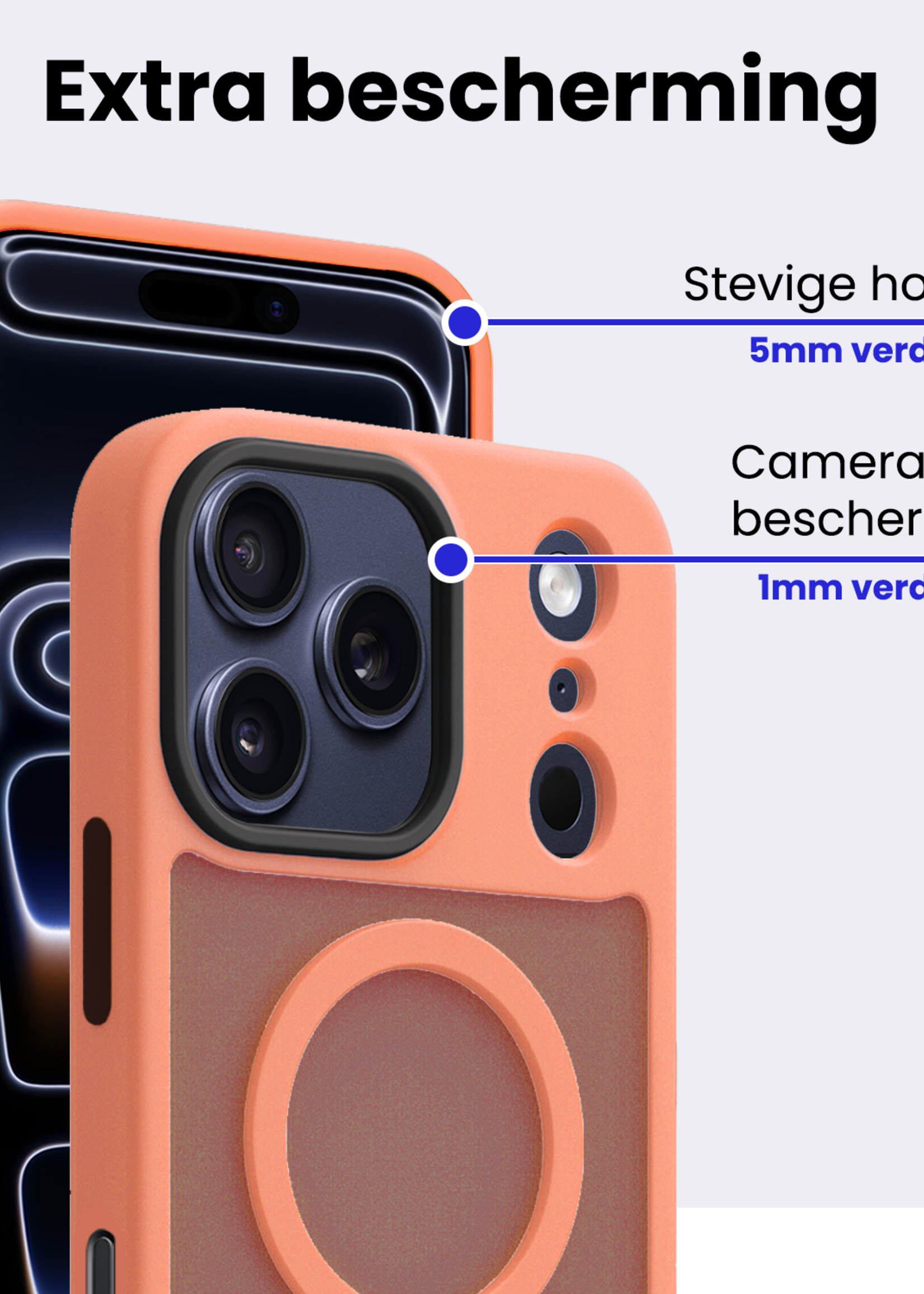 BTH BTH iPhone 17 Pro Magsafe Hoesje Perzik Met 2x Screenprotector