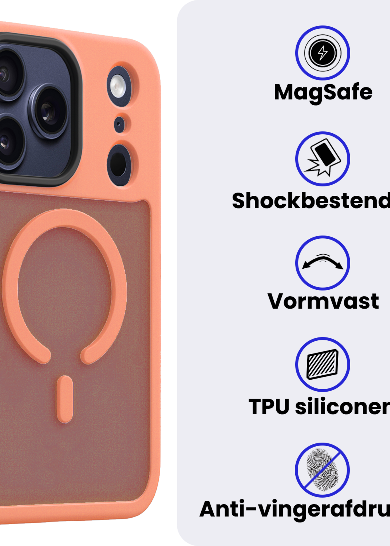 BTH BTH iPhone 17 Pro Max Magsafe Hoesje Perzik Met 2x Screenprotector