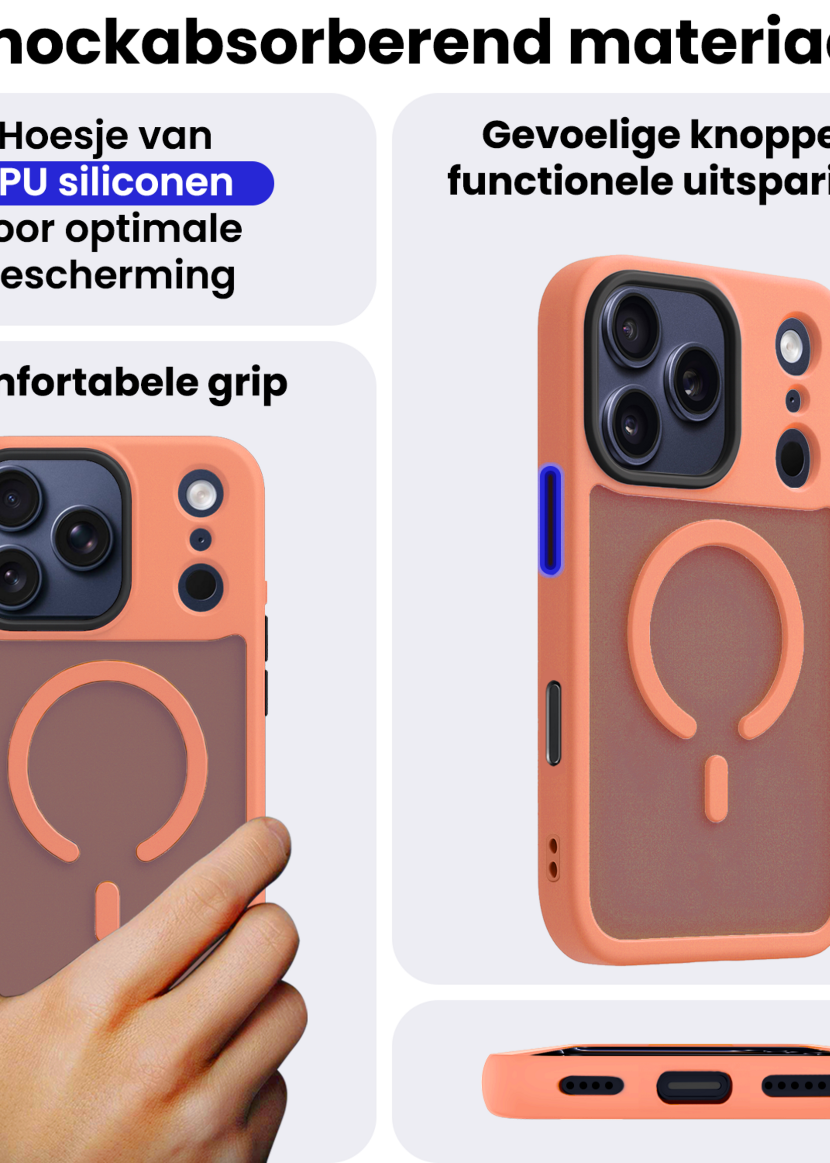 BTH BTH iPhone 17 Pro Max Magsafe Hoesje Perzik Met 2x Screenprotector