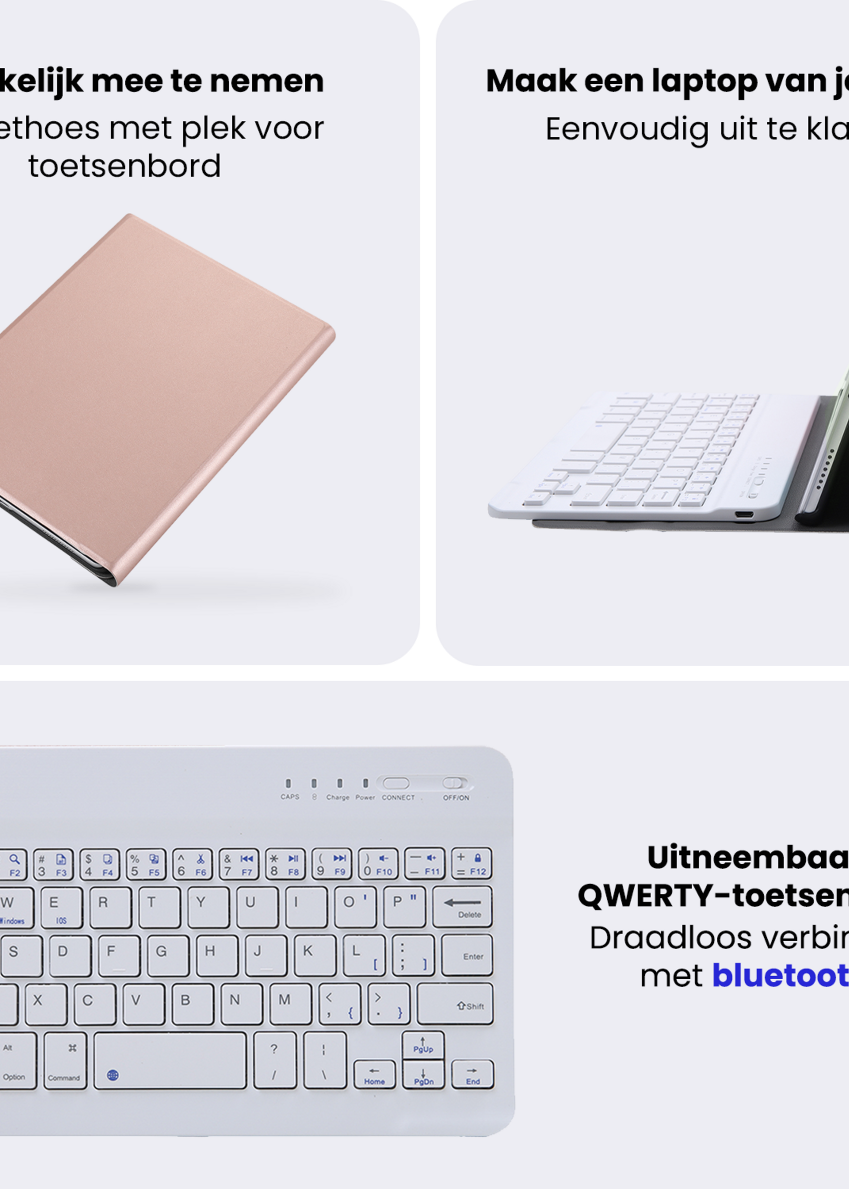 BTH BTH Samsung Galaxy Tab A11 Toetsenbordhoes - Rosé Goud