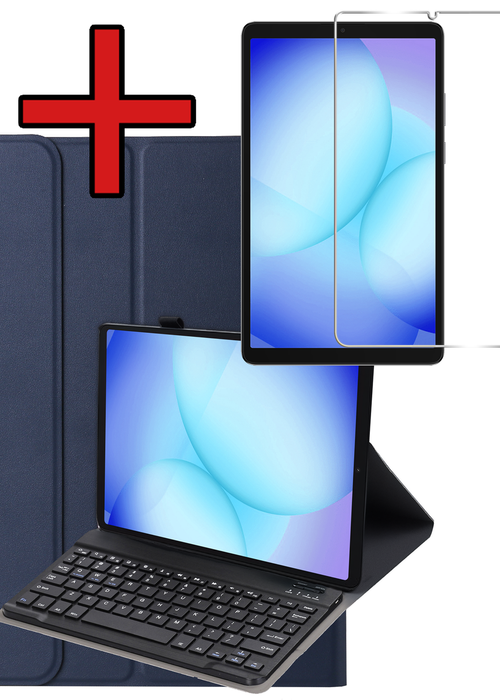 BTH BTH Samsung Galaxy Tab A11 Toetsenbordhoes Met Screenprotector - Donkerblauw